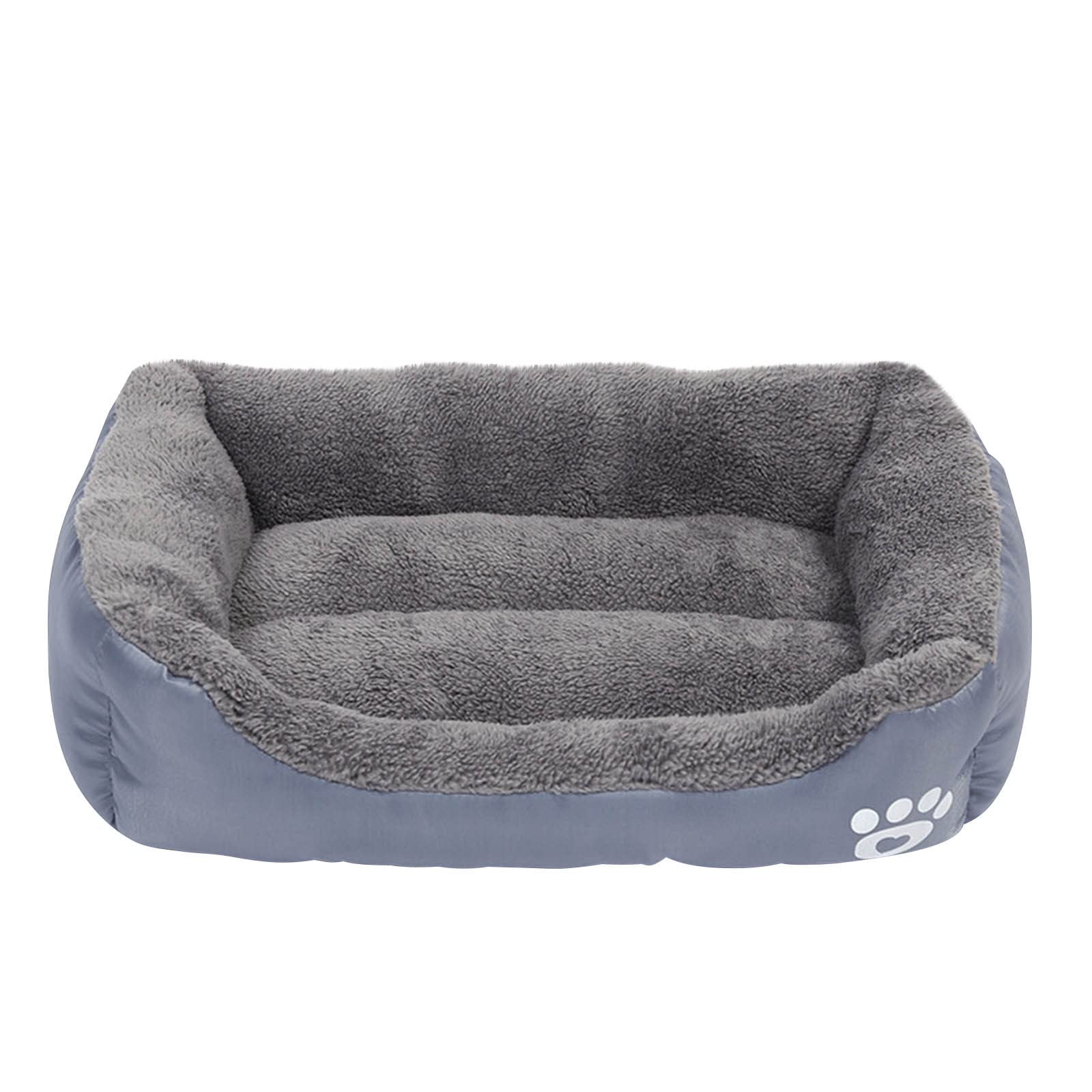 wuitopue Cat Dog Pet Warm Bed Winter Indoor Soft Plush Pet Sofa Bed Square Fluffy Pet Calming Bed for Cat Dog Puppy Pet Sleeping Self Warming Snooze Sleeping Cozy Kitty Teddy Kennel (S, Gray)