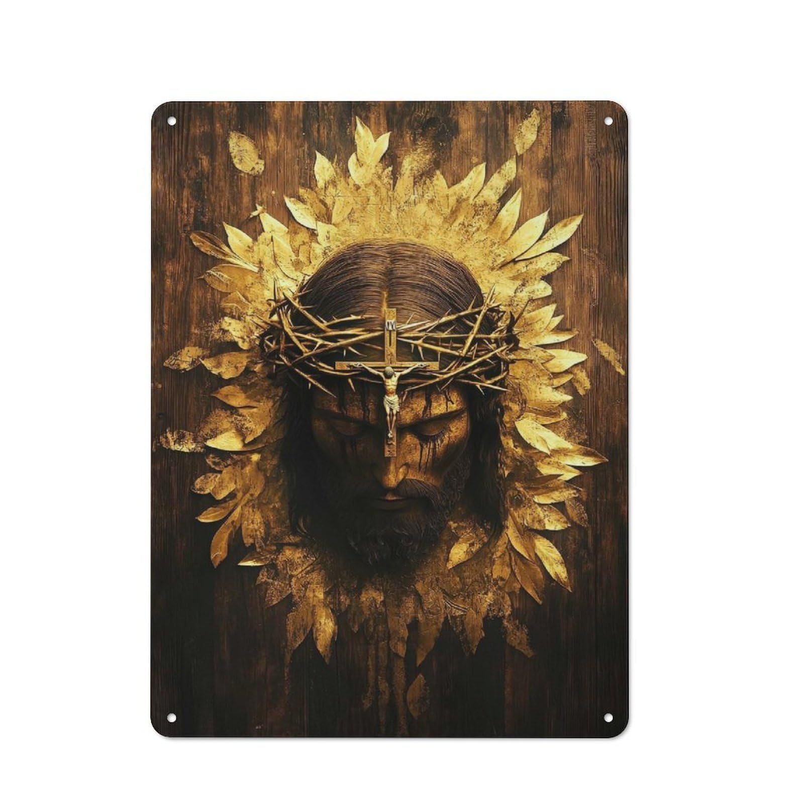Junmoney Jesus Christ Crown Of Thorns Tin Wall Plaque 40X30cm With For Hobby Room Or Studio, For Metal Sign Collectors, For Kitchen And Home Bar Decor