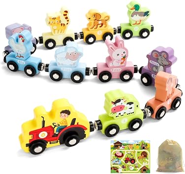 TenFans Petit Train Montessori Magnétique TenFans avec Animaux