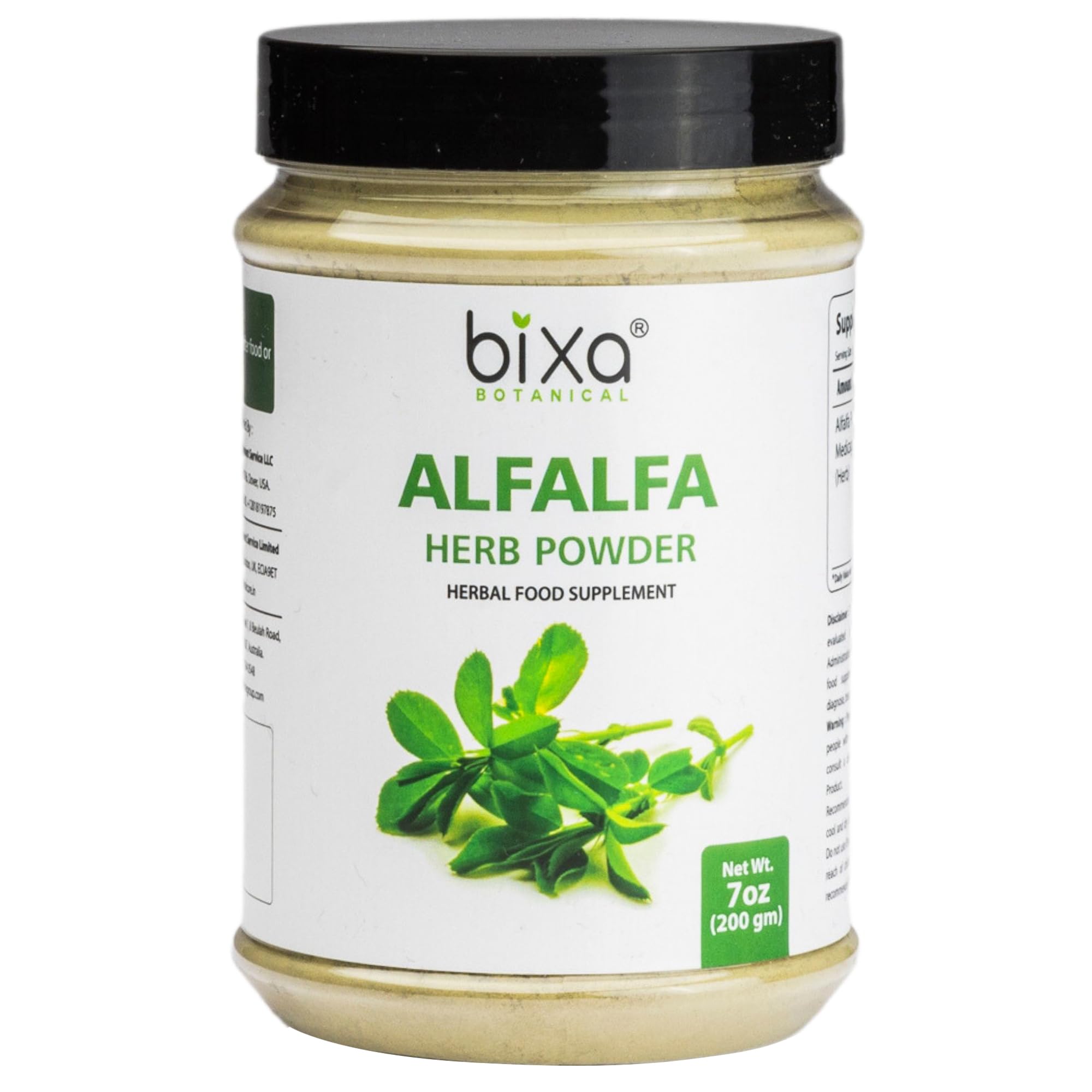 bixa BOTANICAL Alfalfa Powder, Medicago Sativa Superfood, 7 Oz, 200g