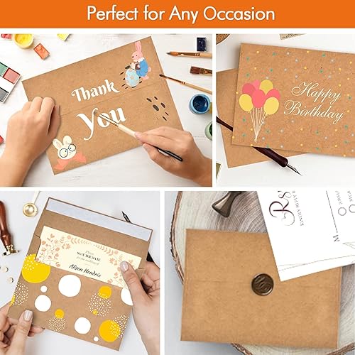 Miniatura 2 de Paquete de 50 sobres de papel kraft de 5 x 7 pulgadas para invitaciones, autoadhesivos rápidos, perfectos para bodas, invitaciones, artículos de