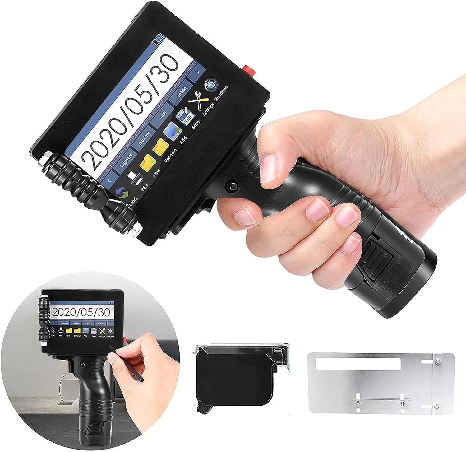 Handheld Inkjet Printer with 4.3 Inch HD Touch Screen, Portable Inkjet Printer with Quick-Drying Ink Cartridge Compatible Bluetooth(Support 100 Languages)