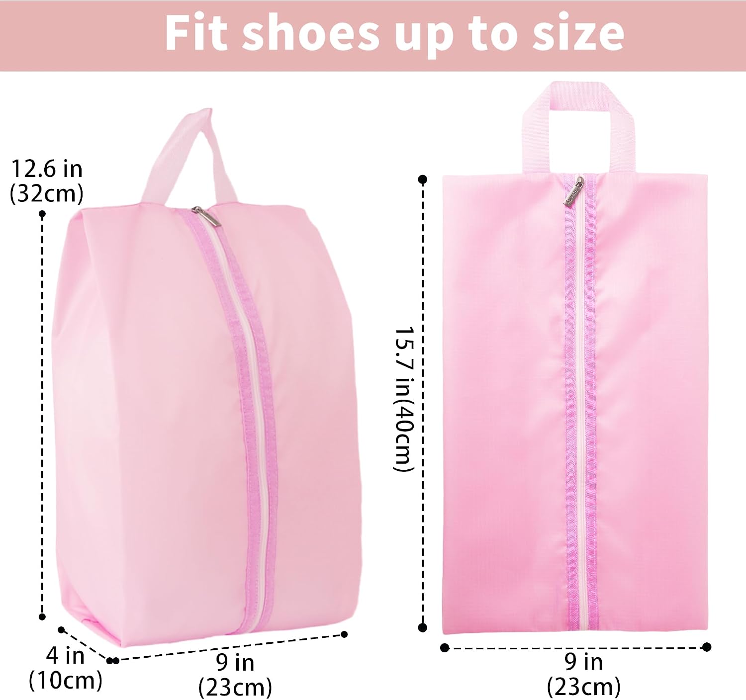 6pcs Portable Shoe Organizer, Travel Pouches with Zipper, Golf Shoe Bags, Clothes Bags, Soccer Cleats Bag Shoe Pouch for Gym, Waterproof, Odor-Resistant (Pink)