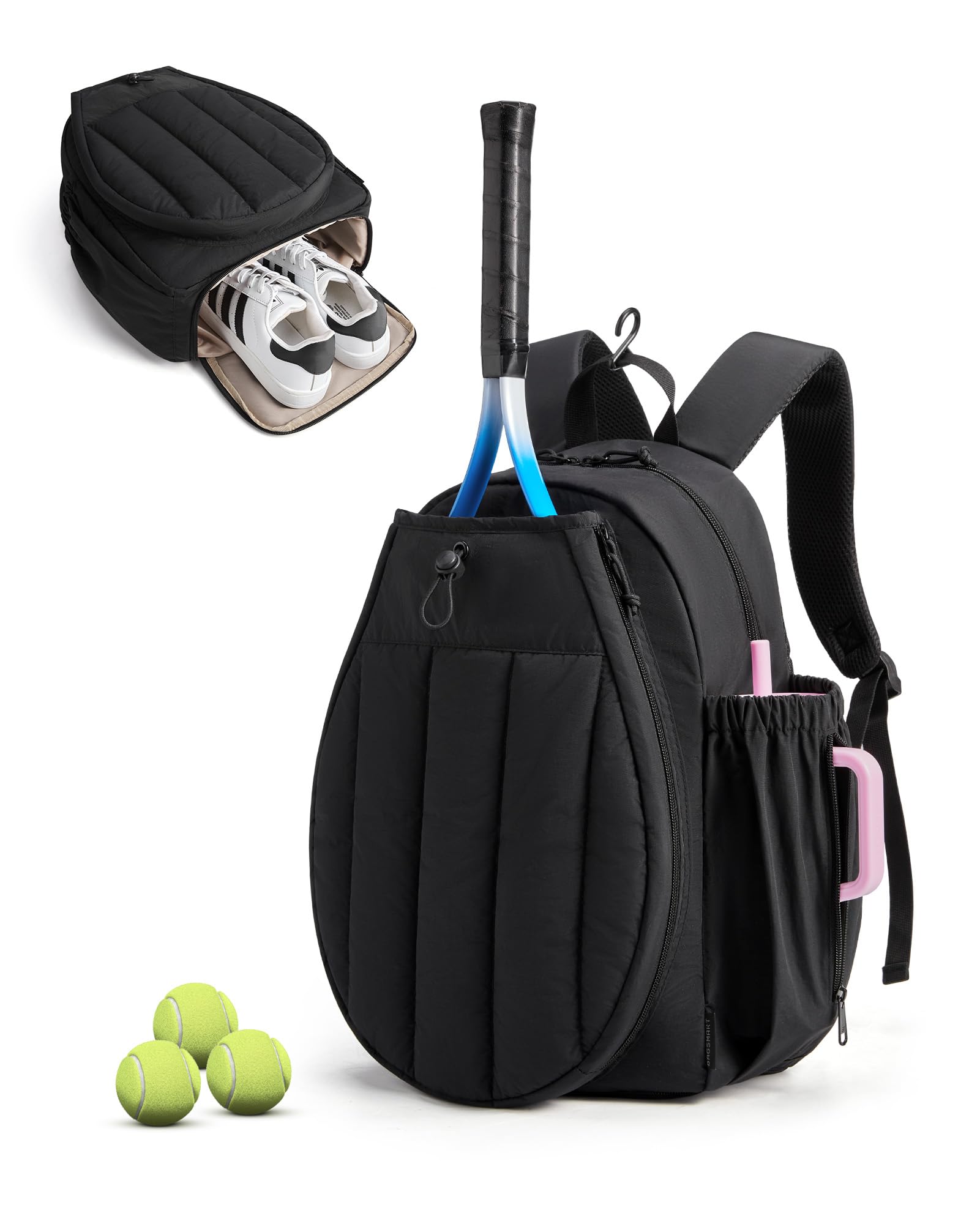 BAGSMART Tennis Gym Bag for Women, Quilted Pickleball 15.6" Laptop Backpack