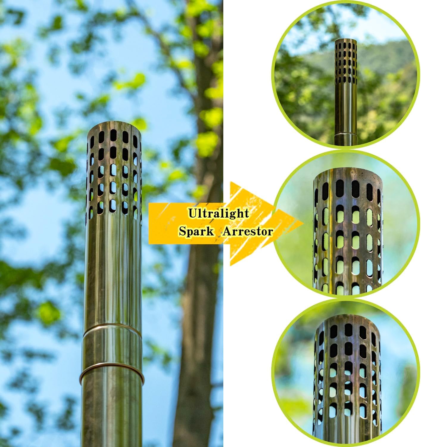 Stove Pipe Spark Arrestor 2.75in/7cm for Wood Stove Camping Tent Stove