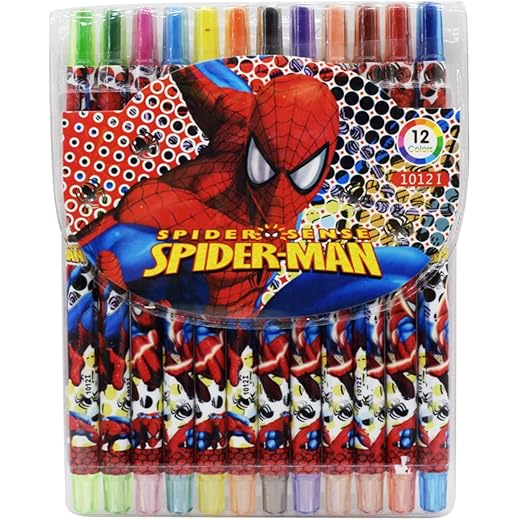 Asera Cartoon Printed Rolling Crayons Twistable Crayons Birthday Return Gift for Kids (Pack of 1) (Spiderman) Multicolor