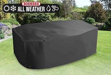 Bosmere All-Weather Rectangular Patio Set Cover 10 Seat, 100% Waterproof, UV Protected, Heavy Duty 600D Oxford Fabric, L350 W250 H94cm, A538C