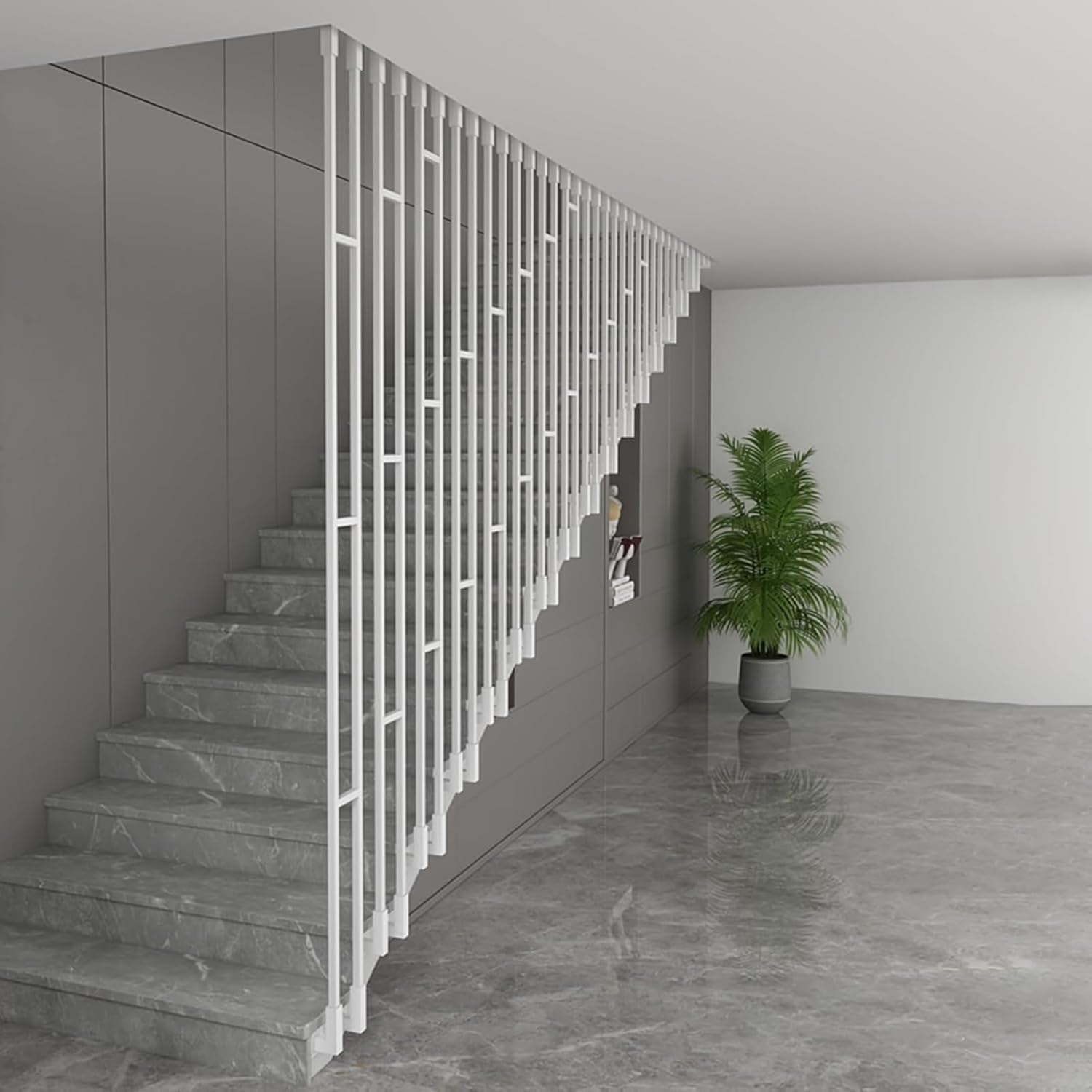Indoor Staircase Railing Rod Iron Spindles,Standing Square Replacement Stair Spindles Post,Apartments/Lofts/Villas/Living Room Divider Staircase Corridors Fencing Column, Two-Rows Metal Baluster Insta