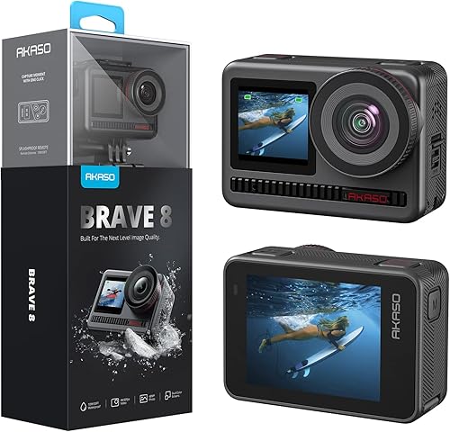 Miniatura 10 de AKASO Brave 4 Elite 4K60fps 20MP Ultra HD Cámara de acción IPX8 33FT Cámara impermeable submarina con 64GB de almacenamiento, pantalla táctil,