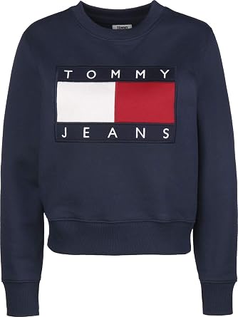 Tommy Jeans Sudadera Flag Crew Marino Mujer x-Large Azul: Amazon.es: Ropa