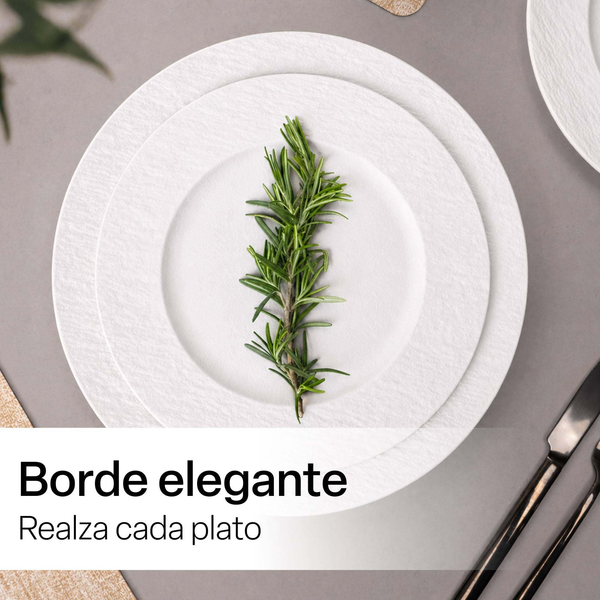 MIAMIO - Vajilla Completa 12 Piezas, Juego de Platos Cerámica, Cuencos, 4x Platos Llanos 28 cm, 4x Platos Postre 23 cm, 4x Boles 750 ml - Apto para Microondas y Lavavajillas - Colección Oasis (Blanco)
