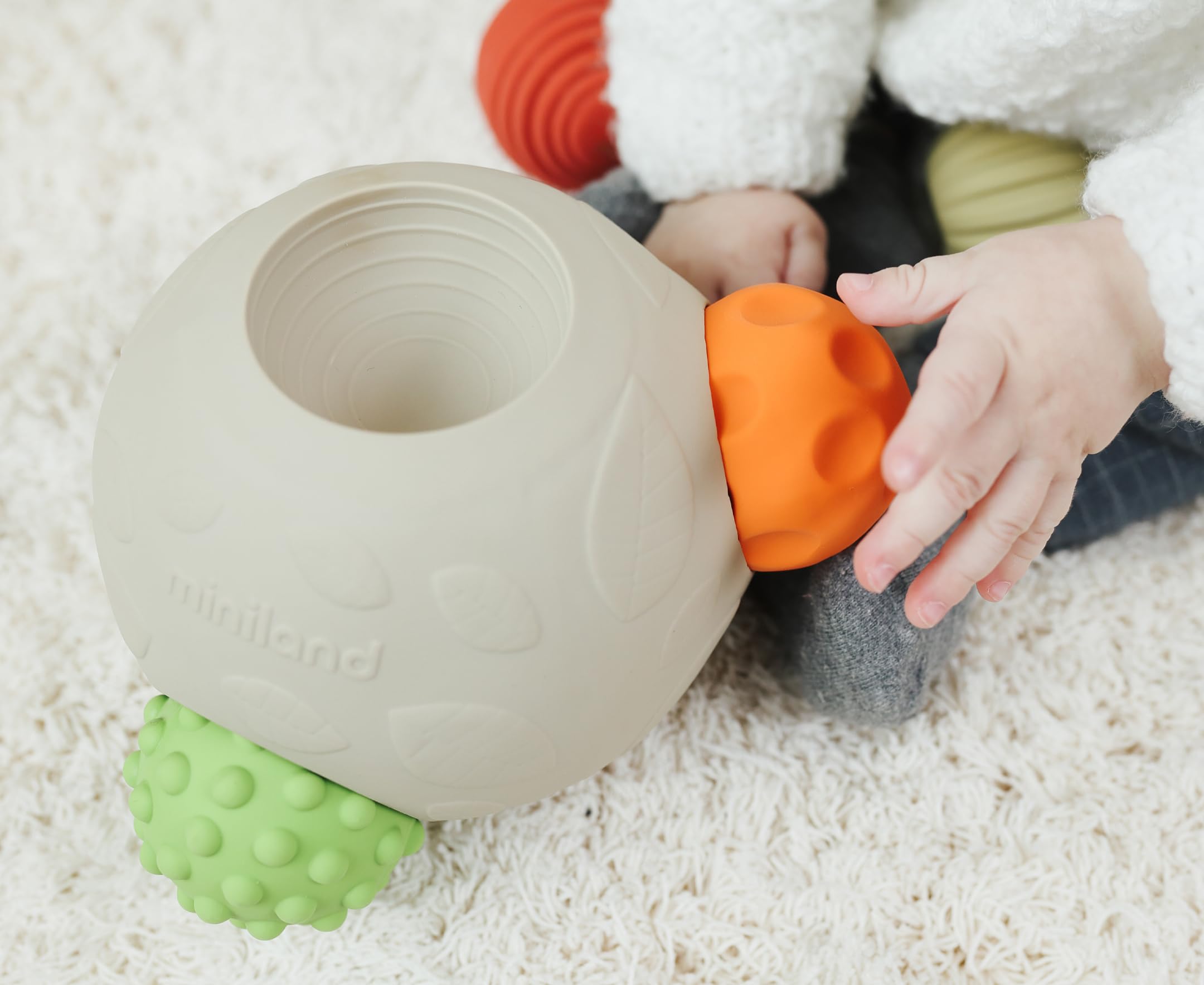 Miniland Eco-Big Sensorische Bälle - 5er Set Aus Naturkautschuk Für Babys Ab 6 Monaten