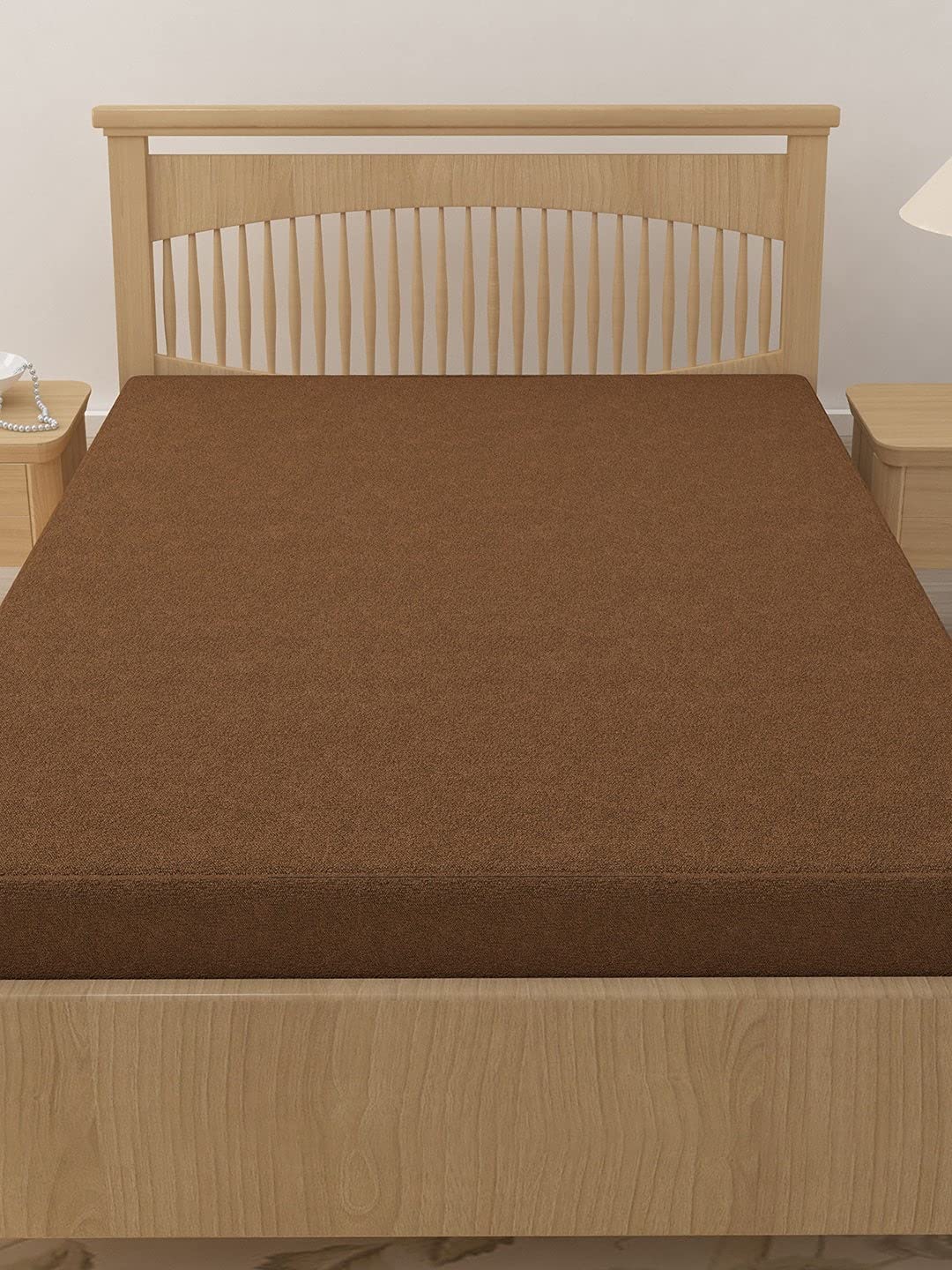 GURU-ISHMA Water Proof Terry Cotton Mattress Protector 70"x72" - King Size Brown-image-9