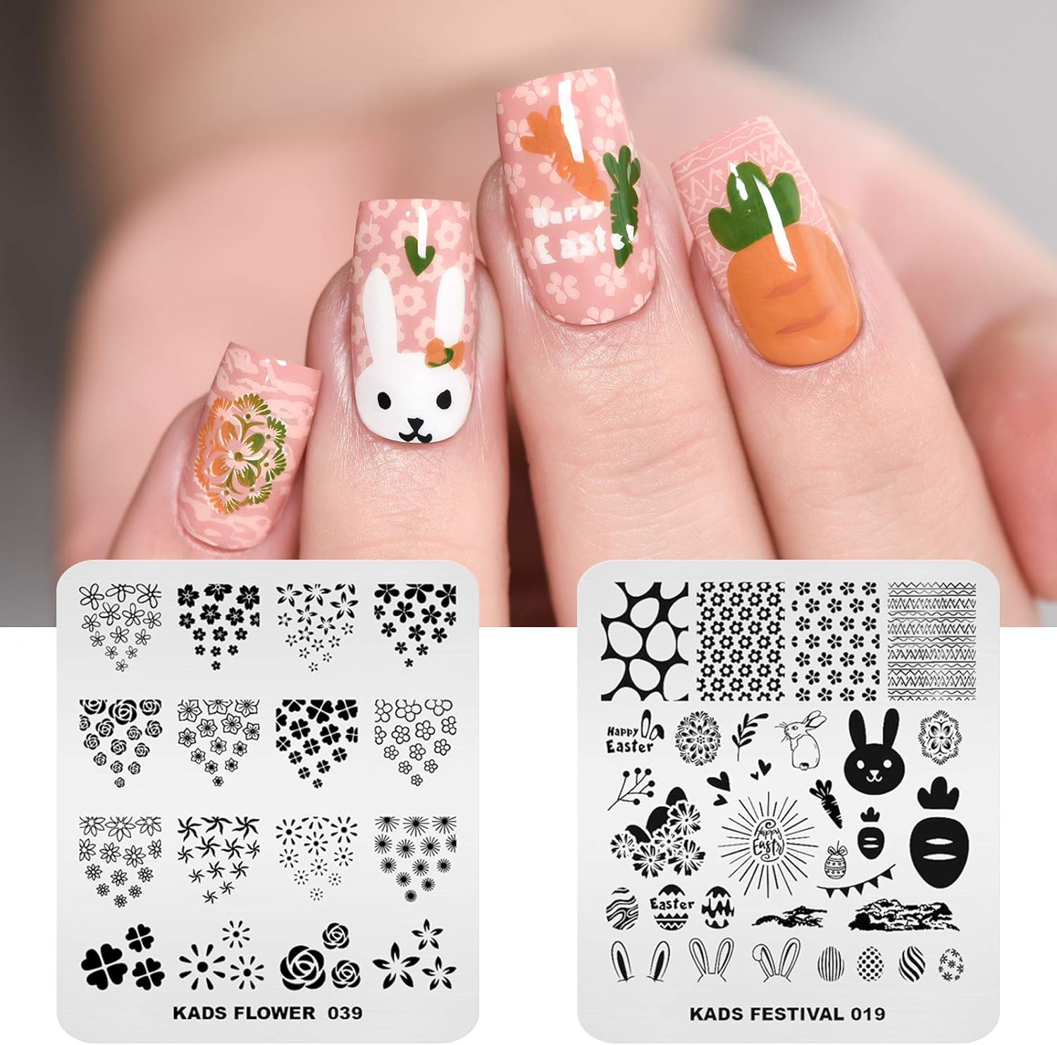 KADS 11pcs Nail Stamp Plates Set 10 Plates Christmas Snowflakes Cute Animals+ 1 Laser Symphony Storage Bag Christmas Nails Art Stamping Plate Set Leaves Flowers Animal Nail Plate Template Image Plate