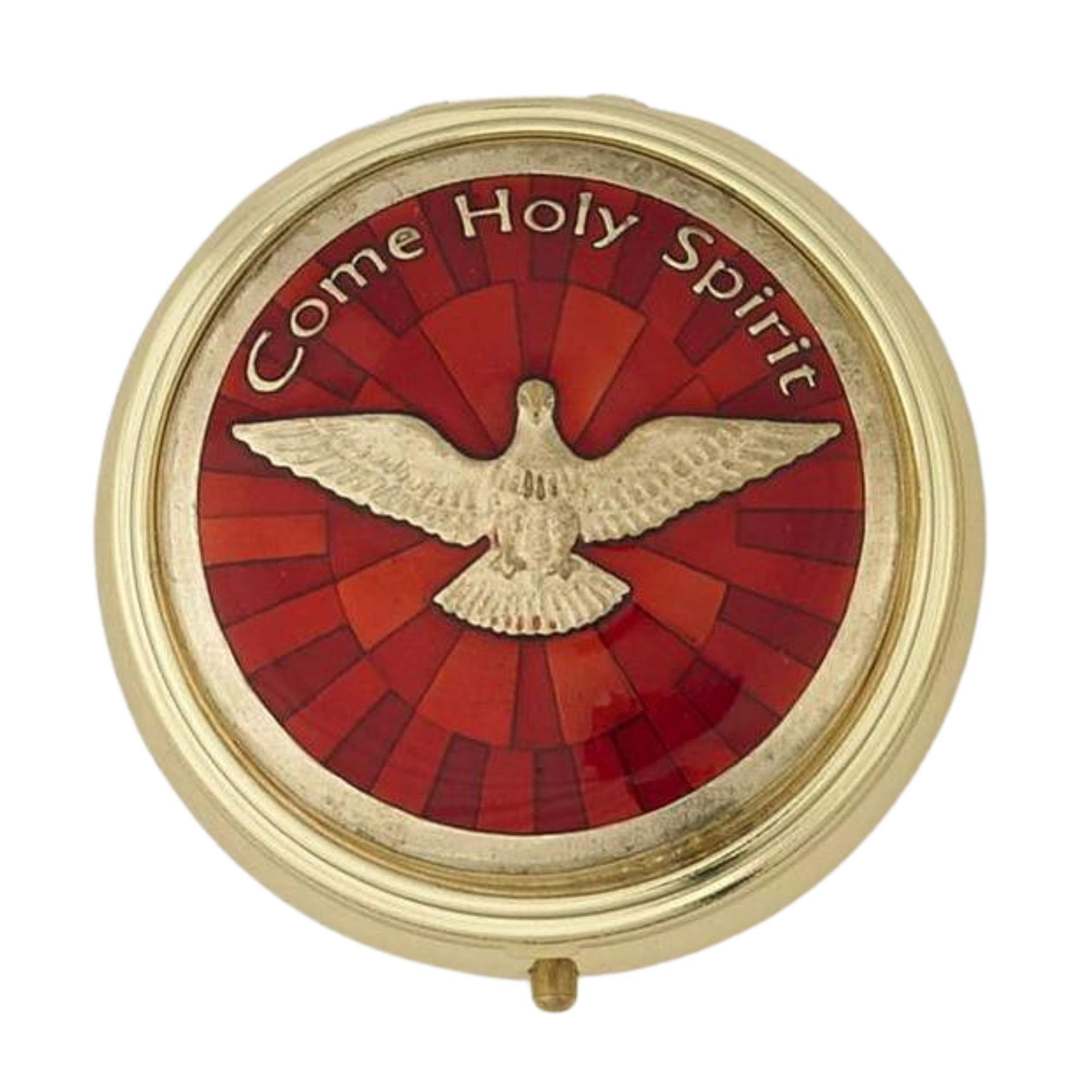 Needzo Come Holy Spirit Round PYX, Holy Communion Host Wafers Containers with Latch, Catholic Church Eucharist Holder, 2 3/8 Inches