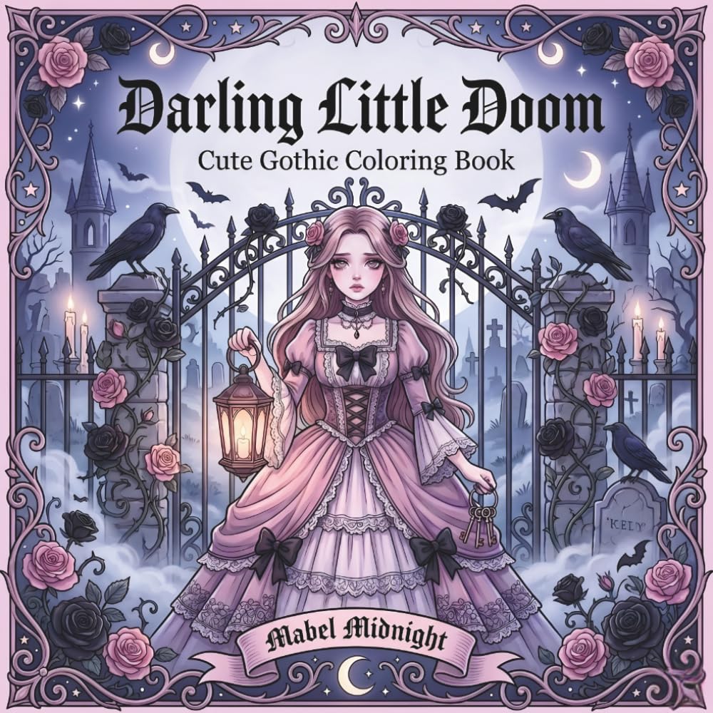 Darling Little Doom Cute Gothic Coloring Book: Cute Pastel Goth Coloring Book for Adults & Teens • Cozy Spooky Kawaii Designs for Relaxation • Creepy ... Pages (Moonlit Whimsy Coloring Series)