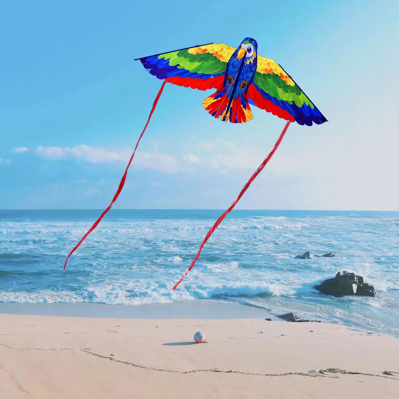 Yiju Parrot Kite Children Flying Game Portable Sport Playing Toy Beach Kite Cartoon Animal Kites for Family Outdoor Games Cute, Blue