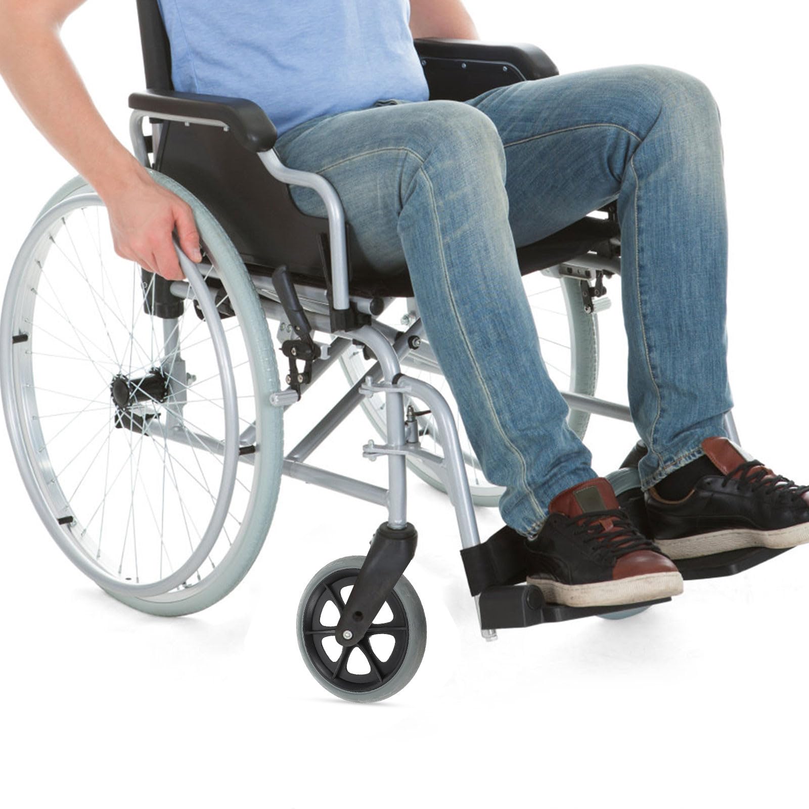 ifundom Rollstuhlräder Vorderradersatz für Rollstuhl, Leise, Rutschfest, | Innen und Außen Nutzbar, Abs Pvc Stahl, Ersatzteil für Rollstühle und Andere Fahrzeuge