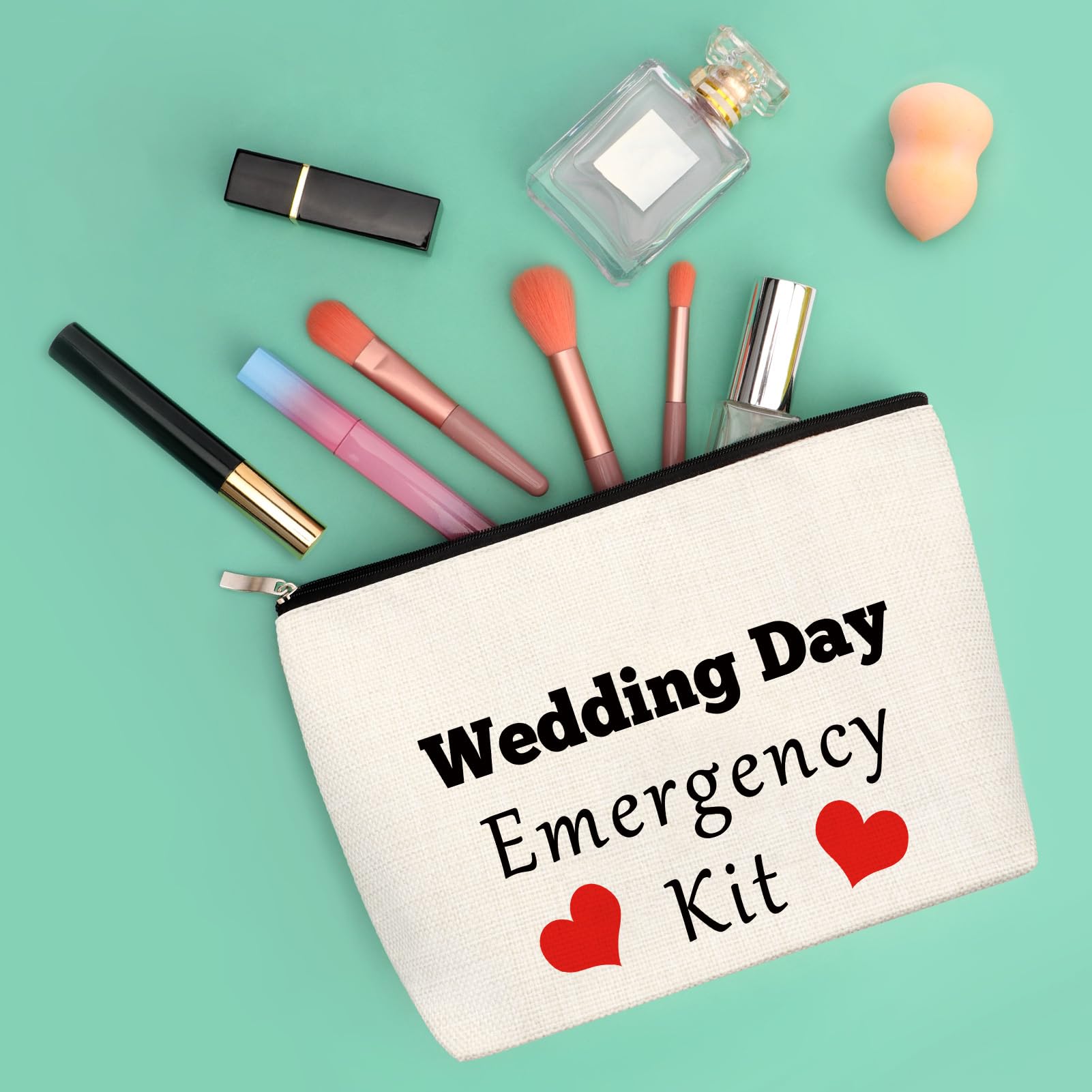 Wedding Gift for Bride Thank You Gift for Bridesmaid Cosmetic Bag Wedding Emergency Kit for Bride Bridal Party Gift for Friend Makeup Bag Bestie Bridal Shower Presents for Bridesmaid - Image 3
