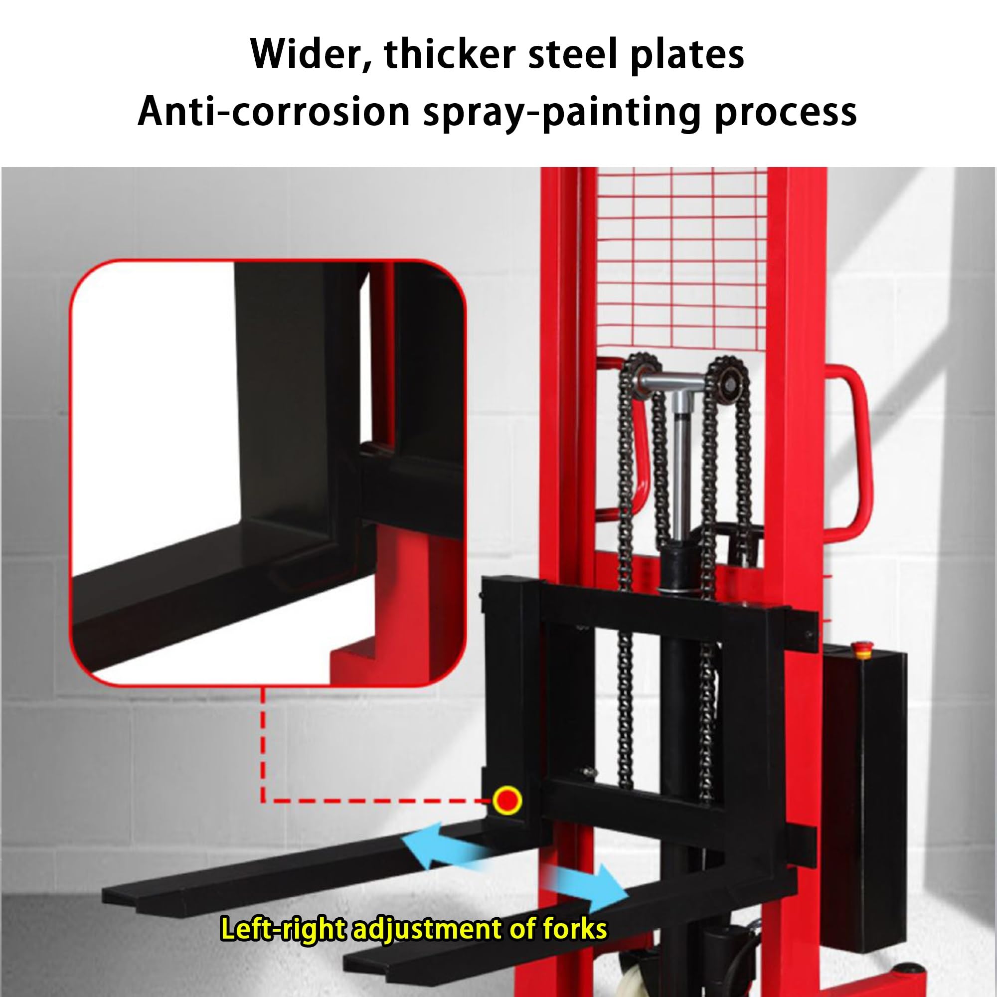 Transpaleta hidráulica Manual, apilador de elevación de 1600 mm con Ruedas silenciosas de PU, for almacén, Taller y Almacenamiento(1000kg)