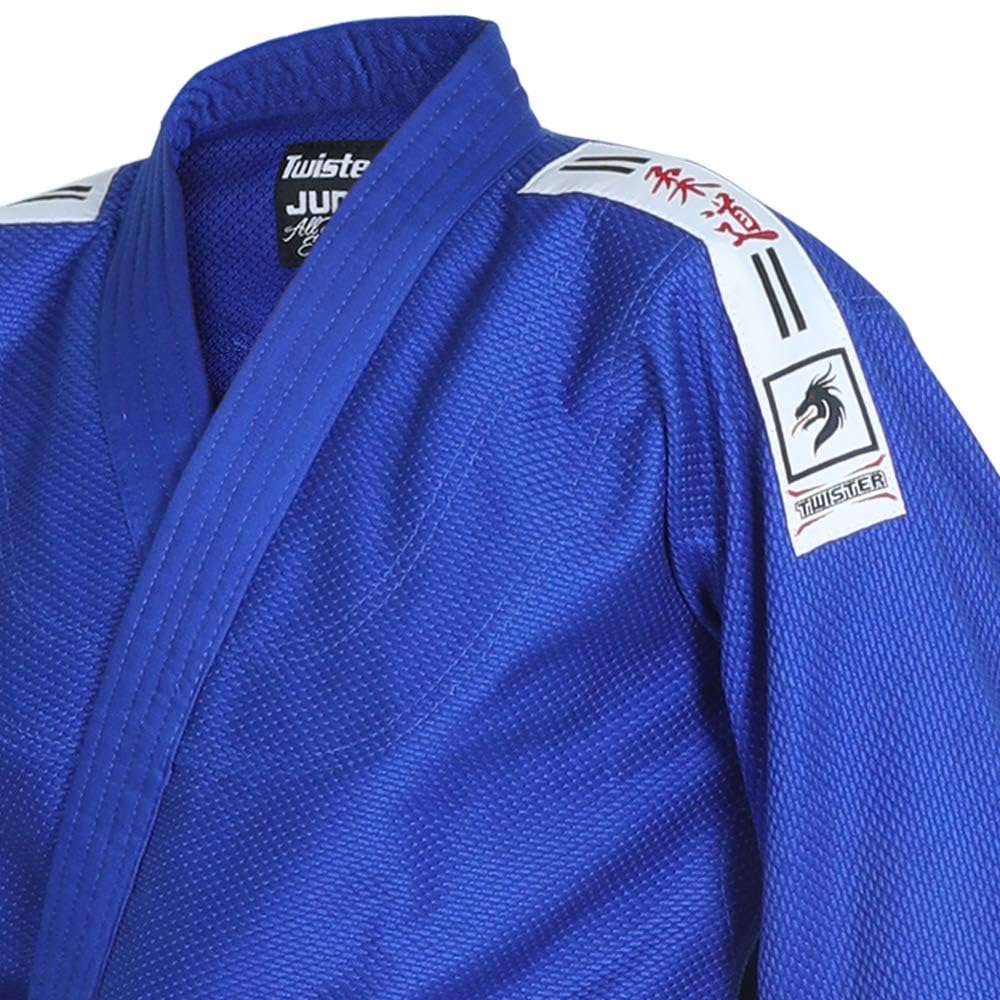 TWISTER FIGHT WEAR Judo Gi Black Tiger Judo Uniforms Gi M/O Premium Quality Cotton Grain Cloth 450GRM, With Free Belts
