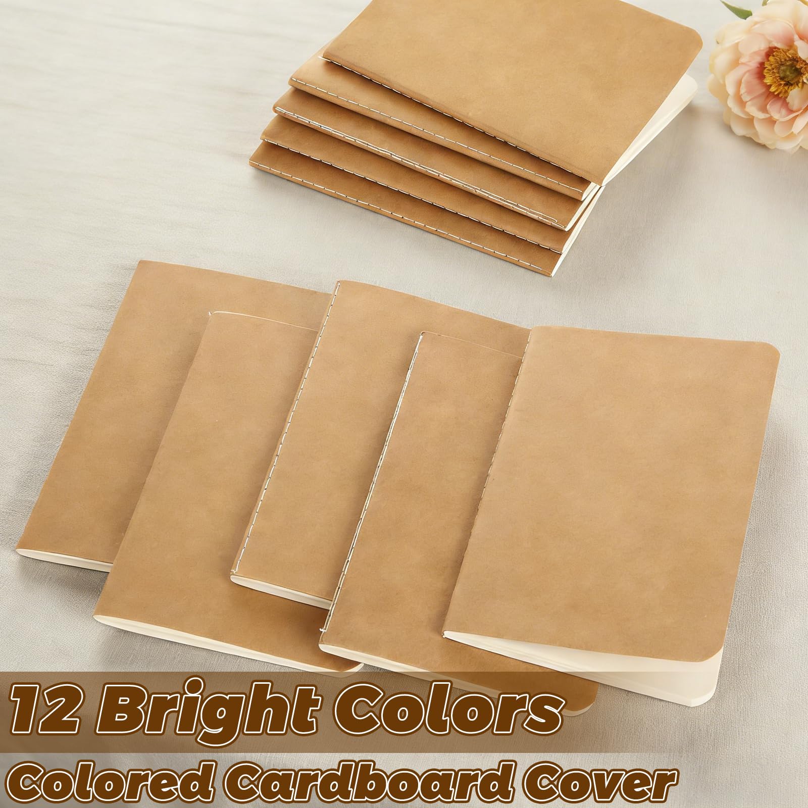 Lot de 60 mini carnets de notes en vrac, 8,9 x 14 cm, marron, 60 pages vierges
