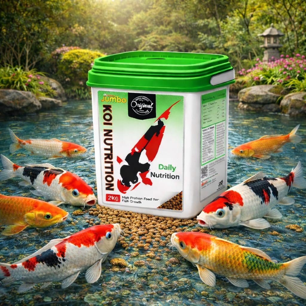 Jumbo Koi Nutrition Food – 2 kg Jumbo High-Protein Floating Pellets with Spirulina & Astaxanthin | Color Enhancement & Clean Water Formula