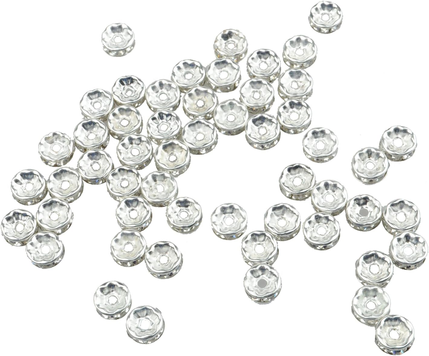 TOOGOO(R) 50pcs Round Rhinestone Beads Rondelle Necklace Spacer HOT