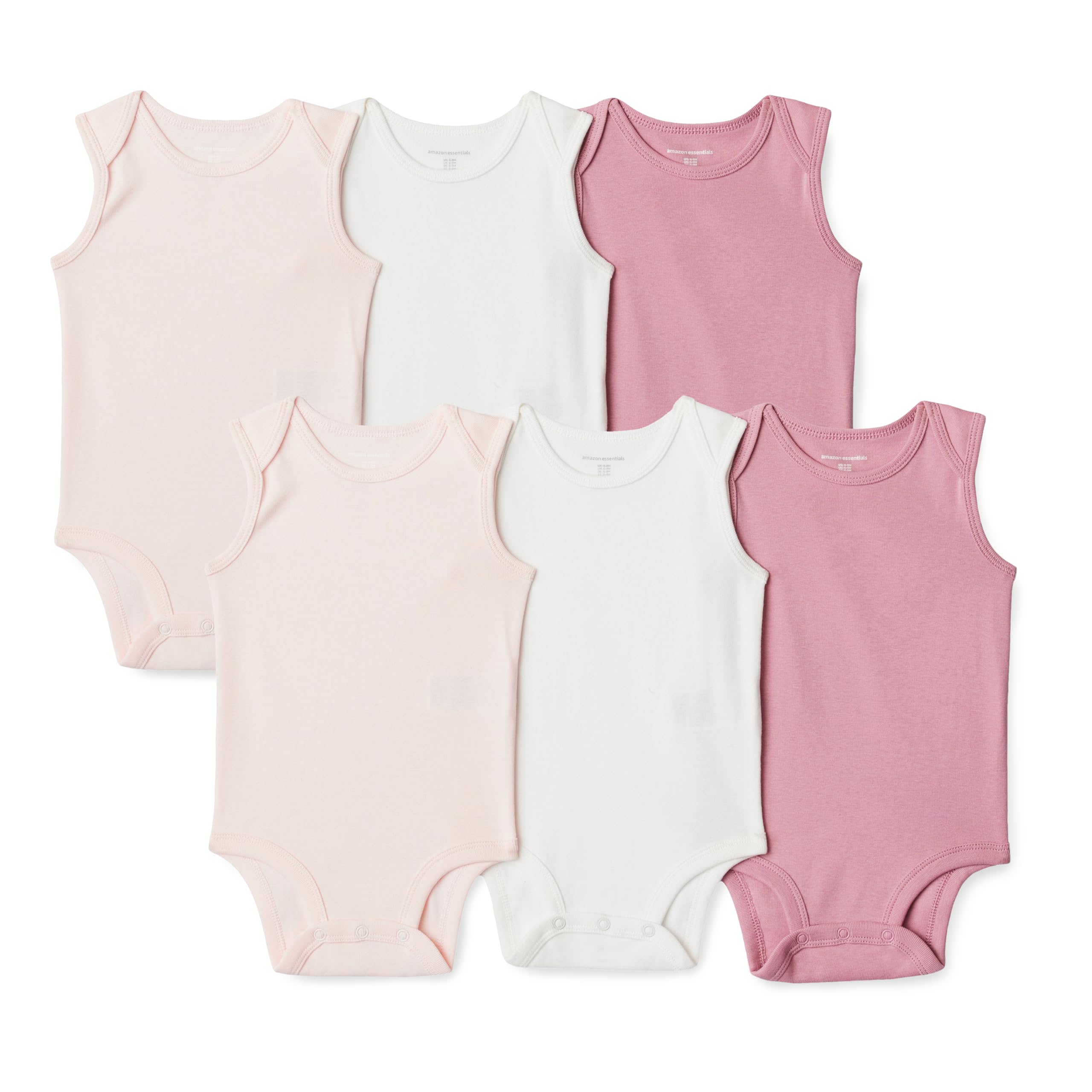 Amazon Essentials Unisex Babies' Baby Unisex 6-Pack Sleeveless Bodysuits, Multicolor, 12 Months