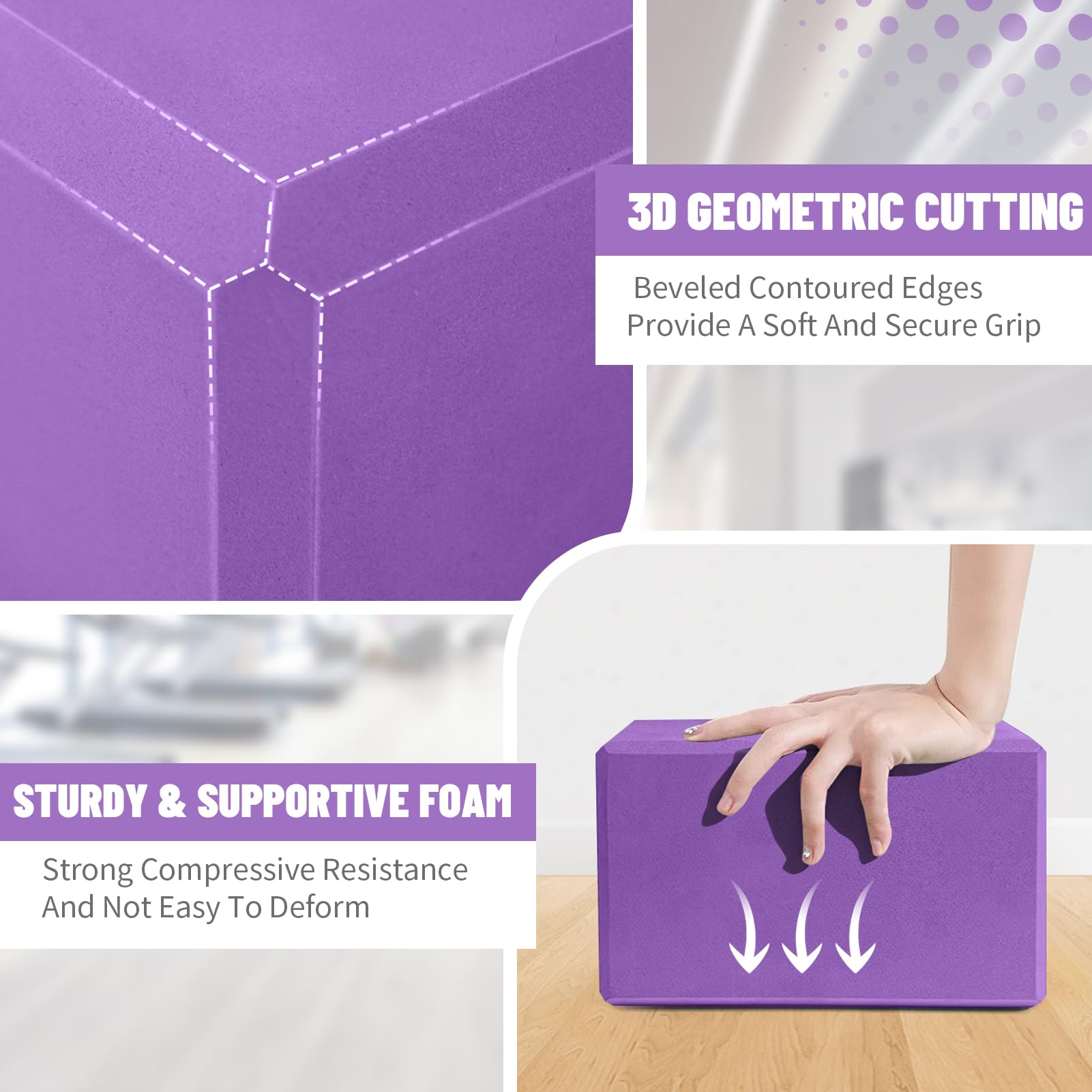 Biguphate Yoga Blocks 9x6x4 Inch - Premium EVA Foam, Non-Slip, Latex-Free Support For Yoga, Pilates, Meditation & Deep Stretching (Set Of 2)