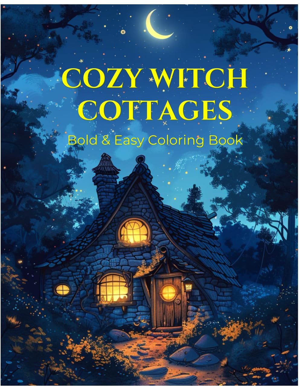 Cozy witch cottages bold & easy: Magical cottages, warm spells & whimsical forest hideaways – single-sided pages