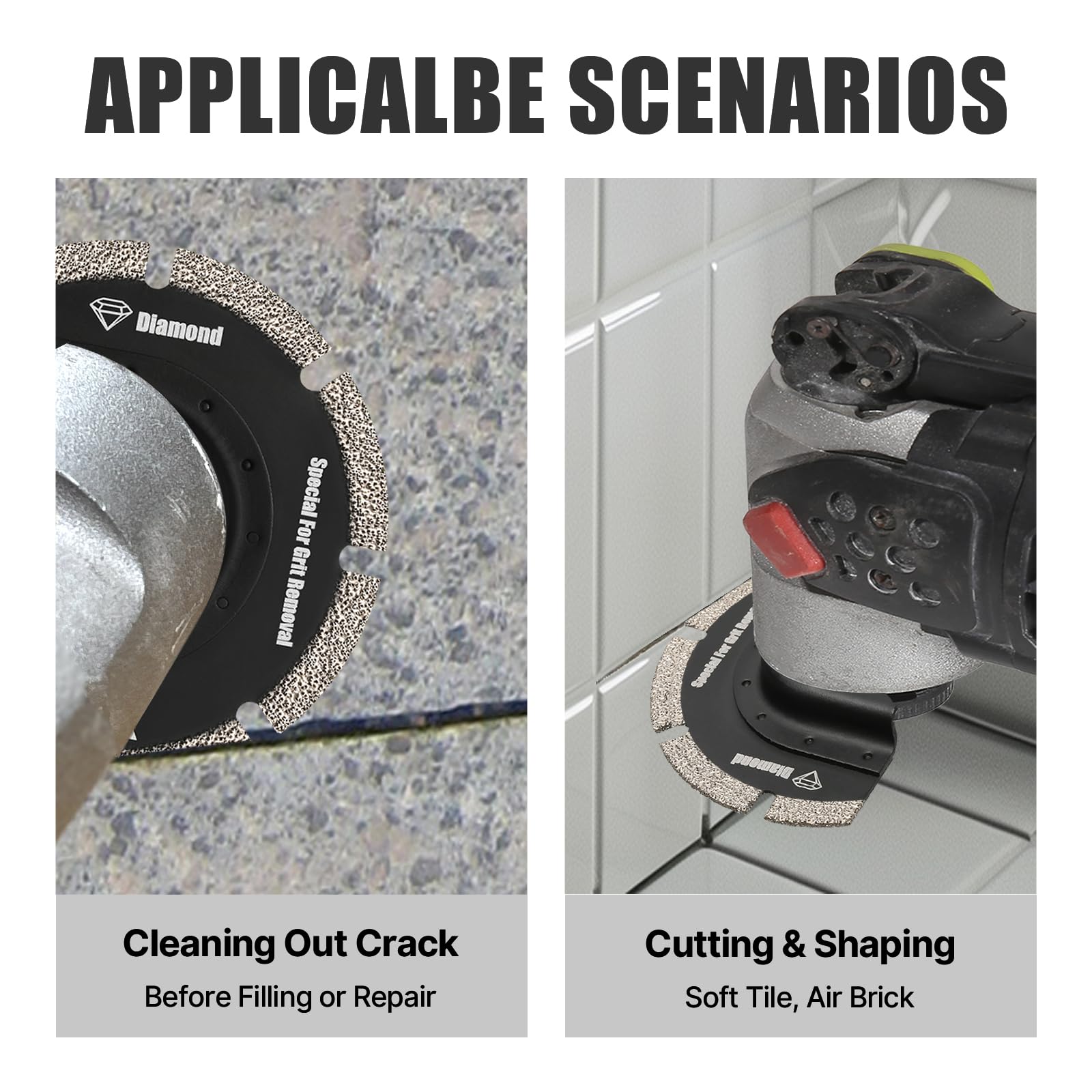 5 utensili diamantati multifunzione con adattatore, lame multiuso, strumento oscillante per piastrelle di ceramica, mattoni cavi, cemento, piastrelle morbide, muratura
