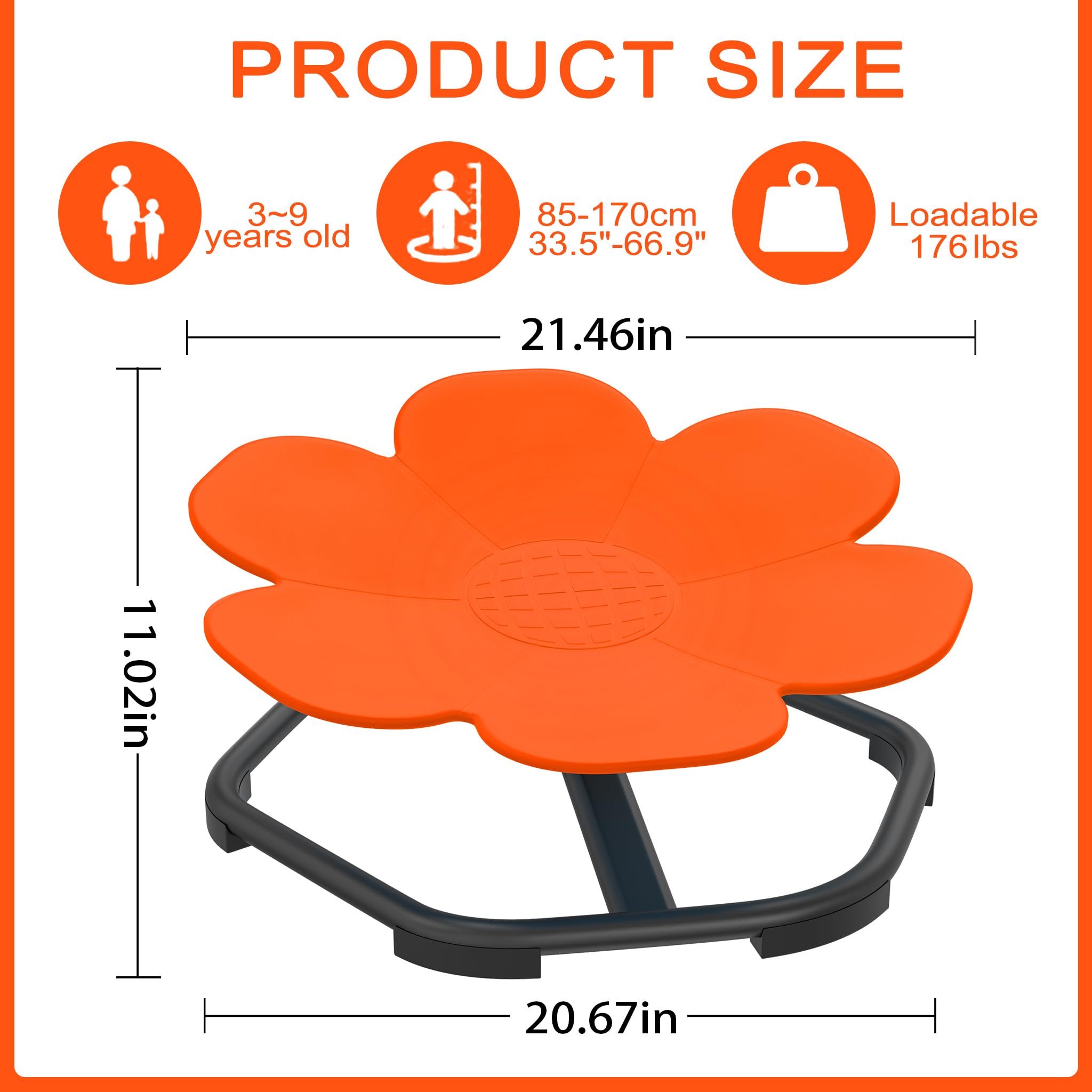 Froadp Silla de carrusel sensorial Autismo Silla Giratoria Silla Giratoria para Niños Entrenamiento Coordinación Física y Equilibrio Sensorial Autismo Juguete Silla de Equilibrio, Naranja