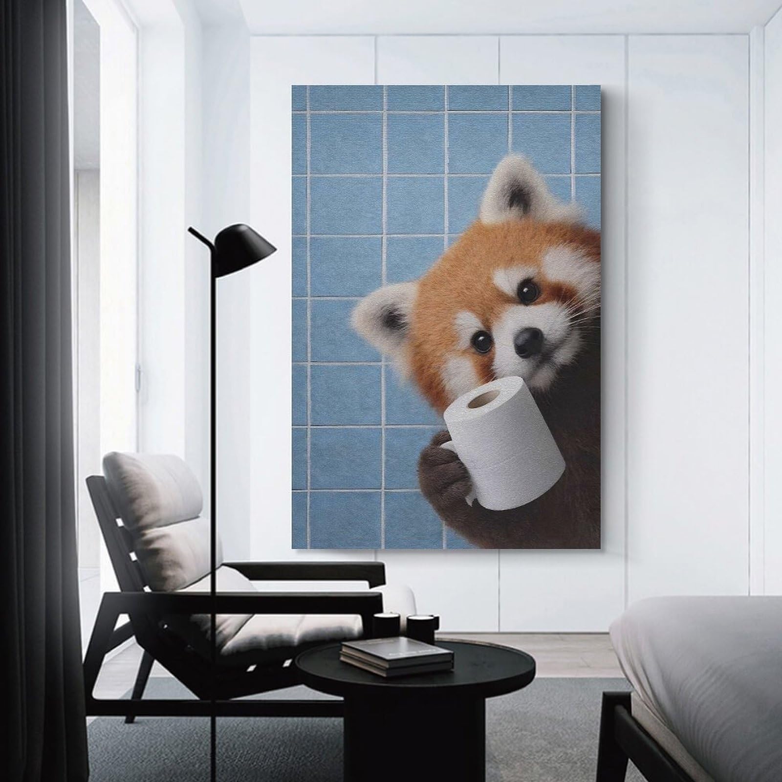 Junmoney Unframe-Style-20 Red Panda With Toilet Paper Are You Pooping Wall Art Print 12X18inch(30X45cm), For Gallery Wall Layouts In Home Or Office, An Easy Match For Collected Prints