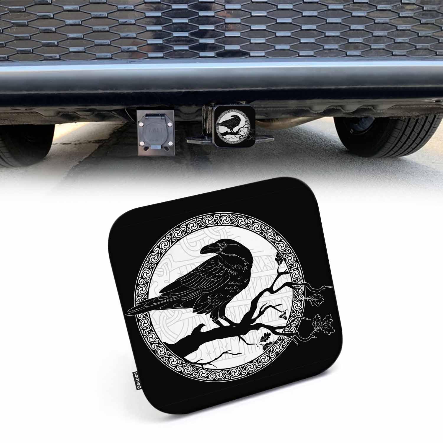 Beabes Rubber Hitch Tube Cover Crow, Black Bird Crow On