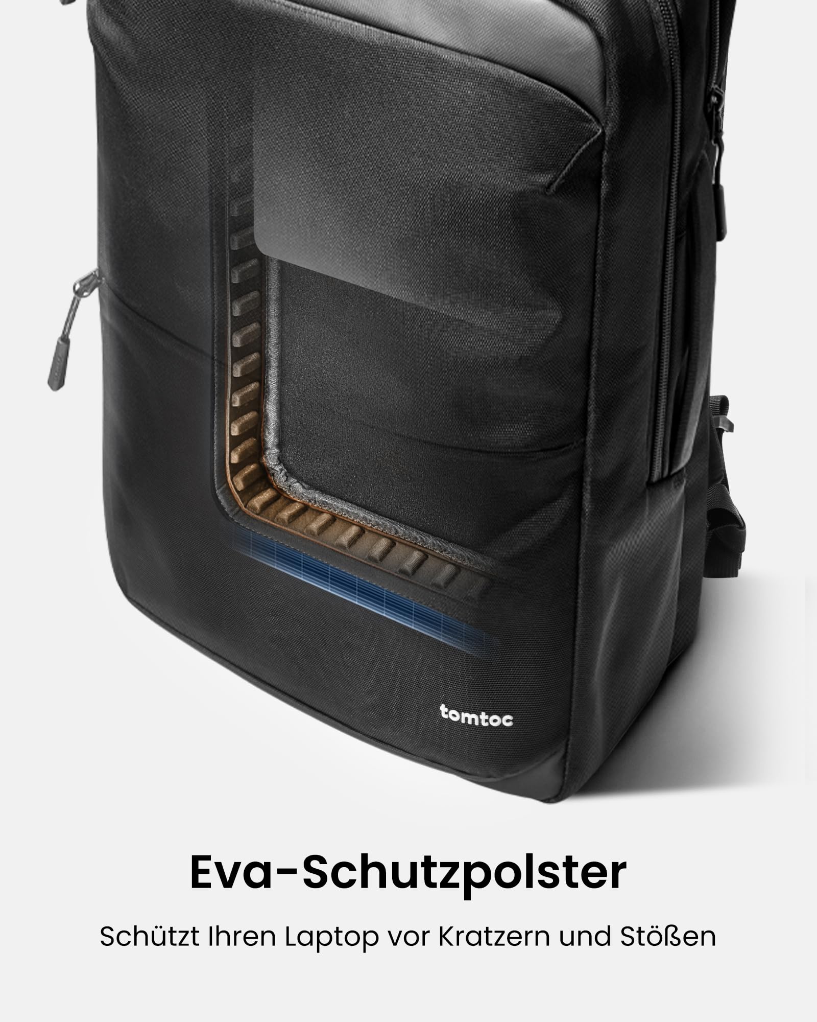 tomtoc 24L Business Laptop Rucksack für 15,6 16 17,3 Zoll Computer, Tagesrucksack Professional Backpack Rucksäcke mit Kabel Durchgangstasche für Büro, Arbeit, Alltag, Schwarz