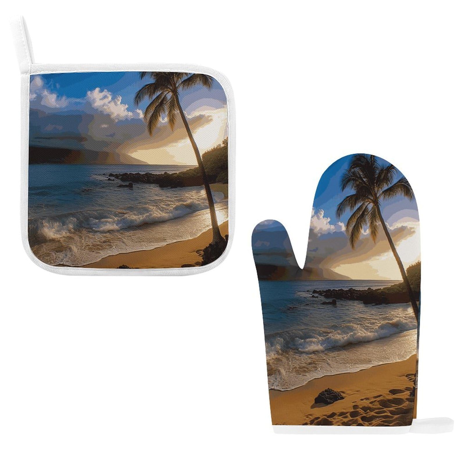 Btcowzrv Style Hawaii Beach Oven Mitts And Pot Holders 2Pcs Set