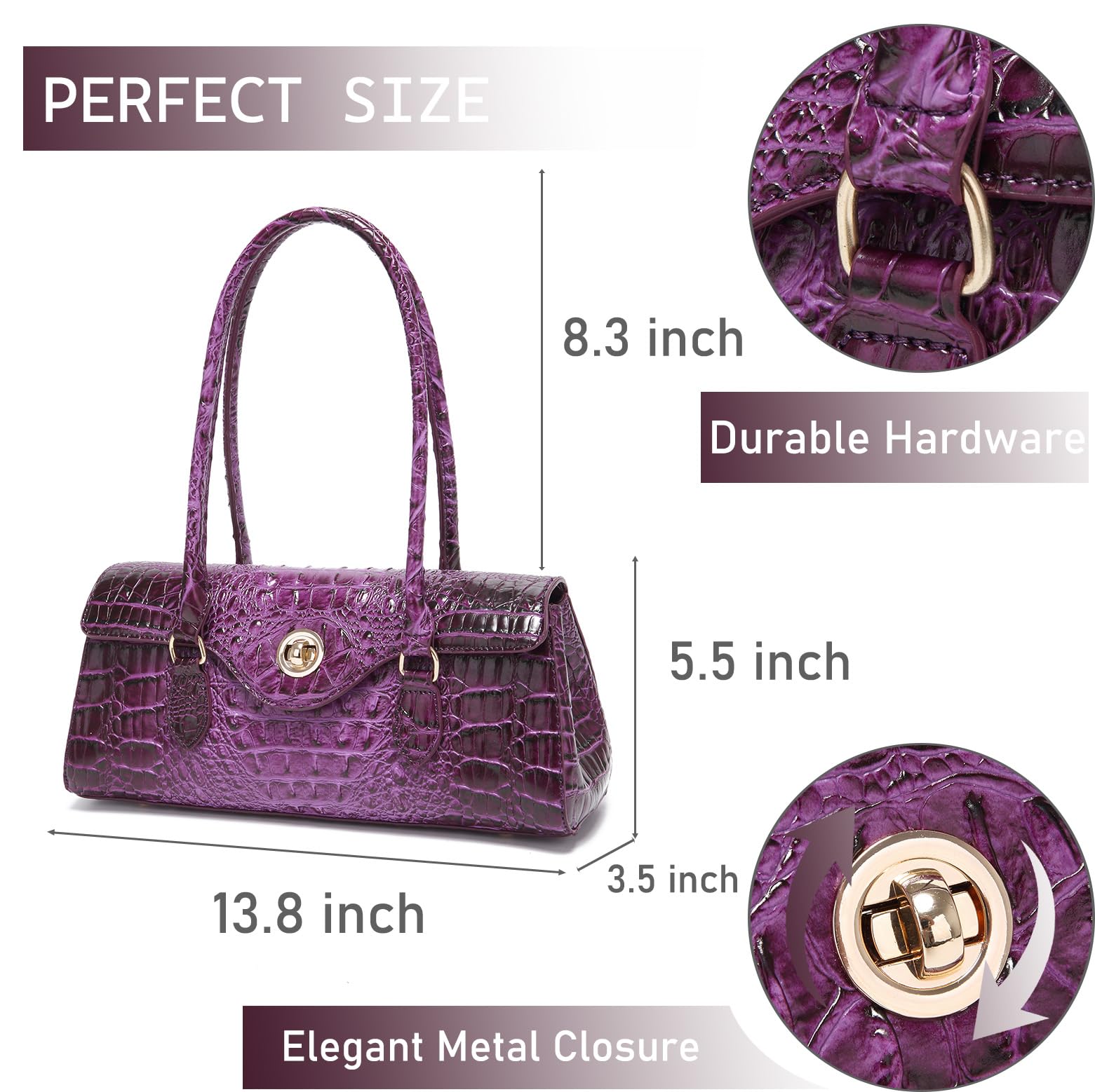 Makcr Joacbv Bolso de mano de piel con patrón de cocodrilo para mujer, bolso de mano de gran valor para mujer