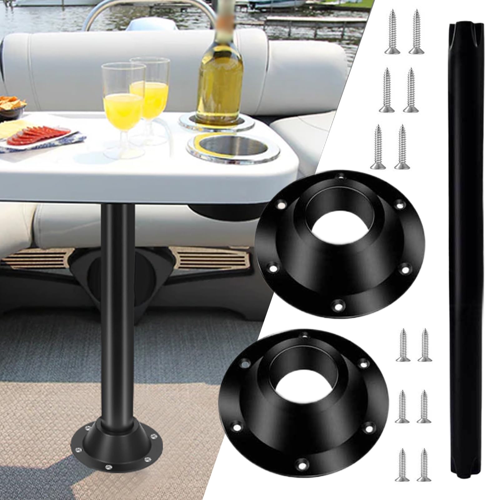 Montaje de mesa RV, aleación de aluminio Montaje y pierna de la base de la mesa RV, accesorios interiores de vehículos recreativos de servicio pesado, base de soporte de pedestal de mesa para barcos d