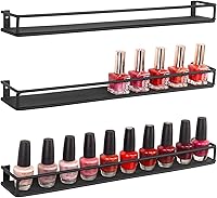 Vista 1 de MyGift Set of 3 Wall-Mounted Black Metal Nail Polish and Essential Oils Display Shelves, Kitchen Spice Jars Rack