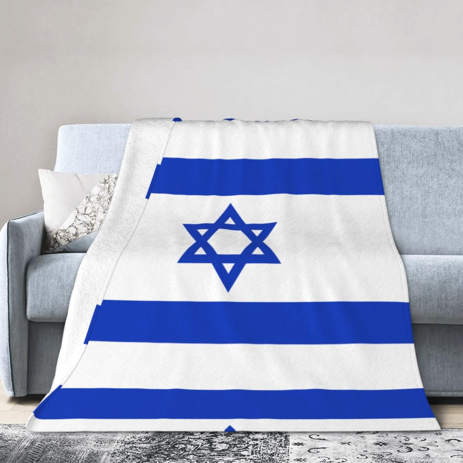 Israeli Flag 40"x30" Fleece Blanket, Full Size, Super Soft, Suitable for Bed, Sofa, Camping, All Seasons