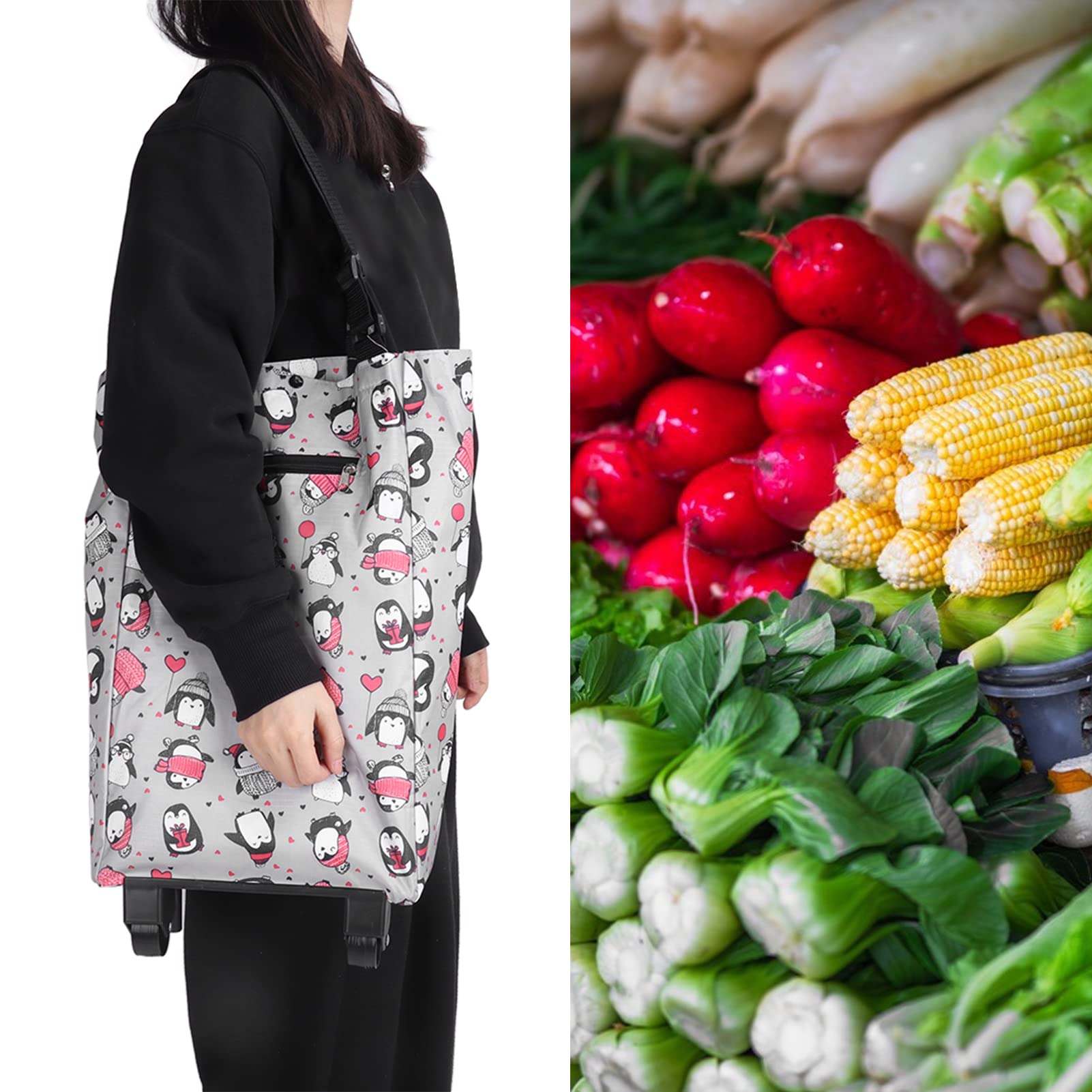 Household Shopping Cart, Foldable Trolley, Grocery Cart, Shopping Cart for Groceries, ousehold Shopping Cart Elderly Shopping Bag Grocery Foldable Cart Shopping Trolley Grocery Carts for Outdoors