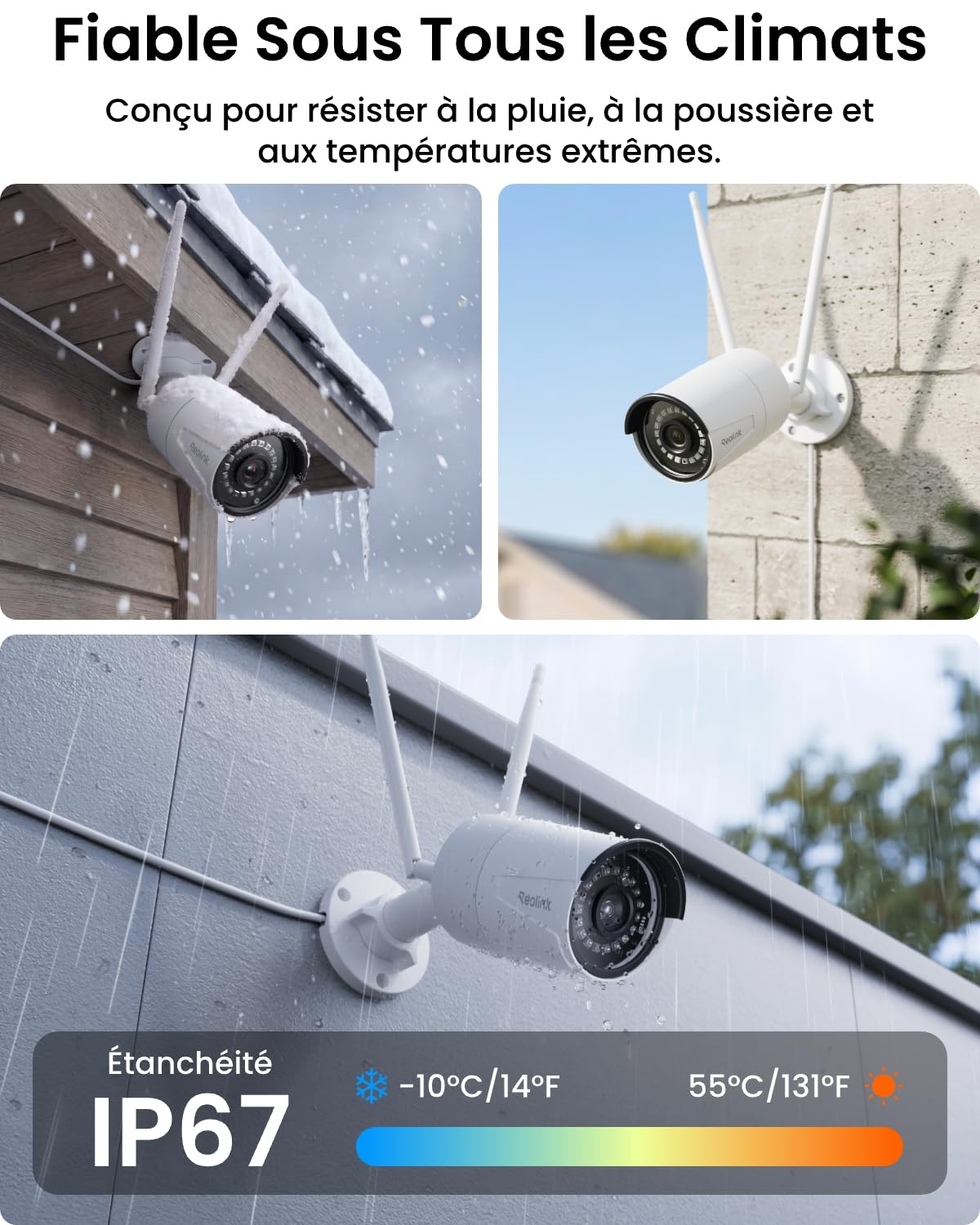 Reolink 5MP Caméra de Surveillance Extérieure WiFi, Caméra IP WiFi 2,4GHz/5GHz, Détection de Personne/Véhicule/Animal, Vision Nocturne Etanche IP67, Fente pour Carte microSD, Time-Lapse, RLC-510WA
