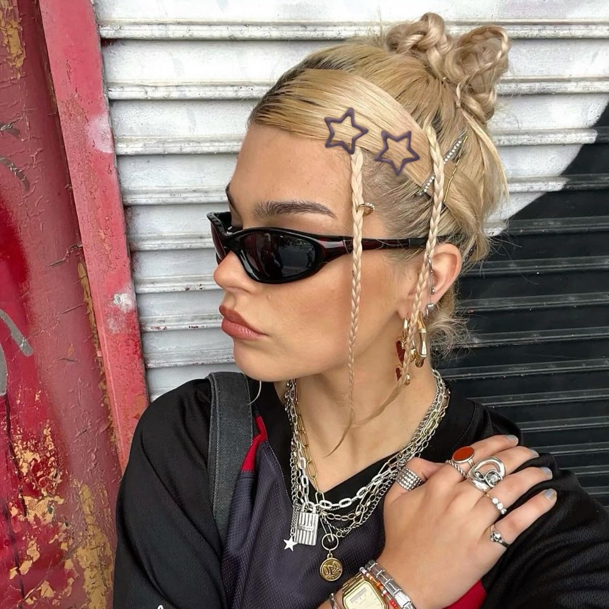 10Pcs Star Hair Clips Snap Hair Barrettes for Women, Y2K Non Slip Star Hair Accessories Cute Metal Small Hair Clips Gray image 3