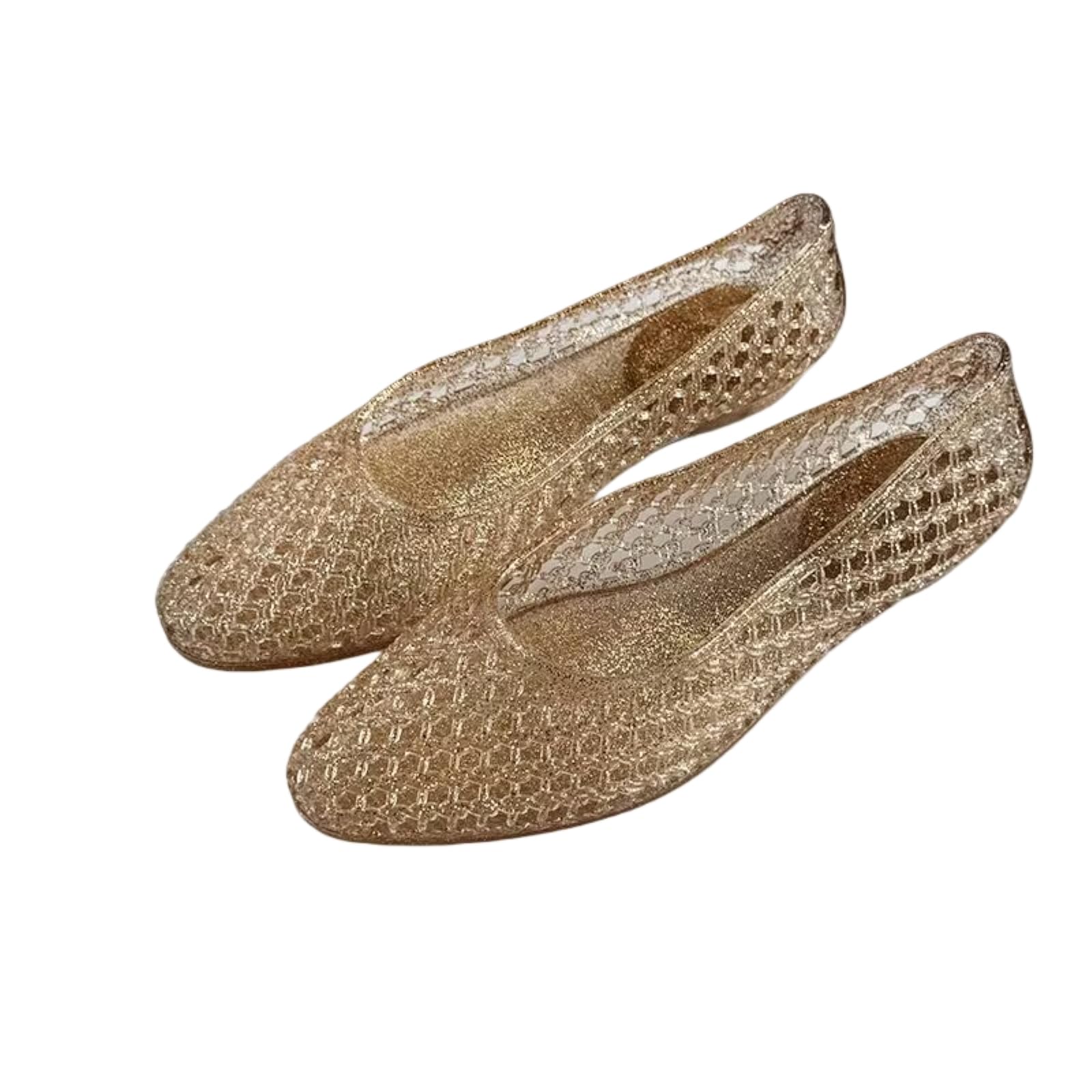Jelly Mesh Shoes Women Summer Pointed Women's Version Hollow Flat Toe With Hole Single Shoe Shallow Mouth Beach Sandals