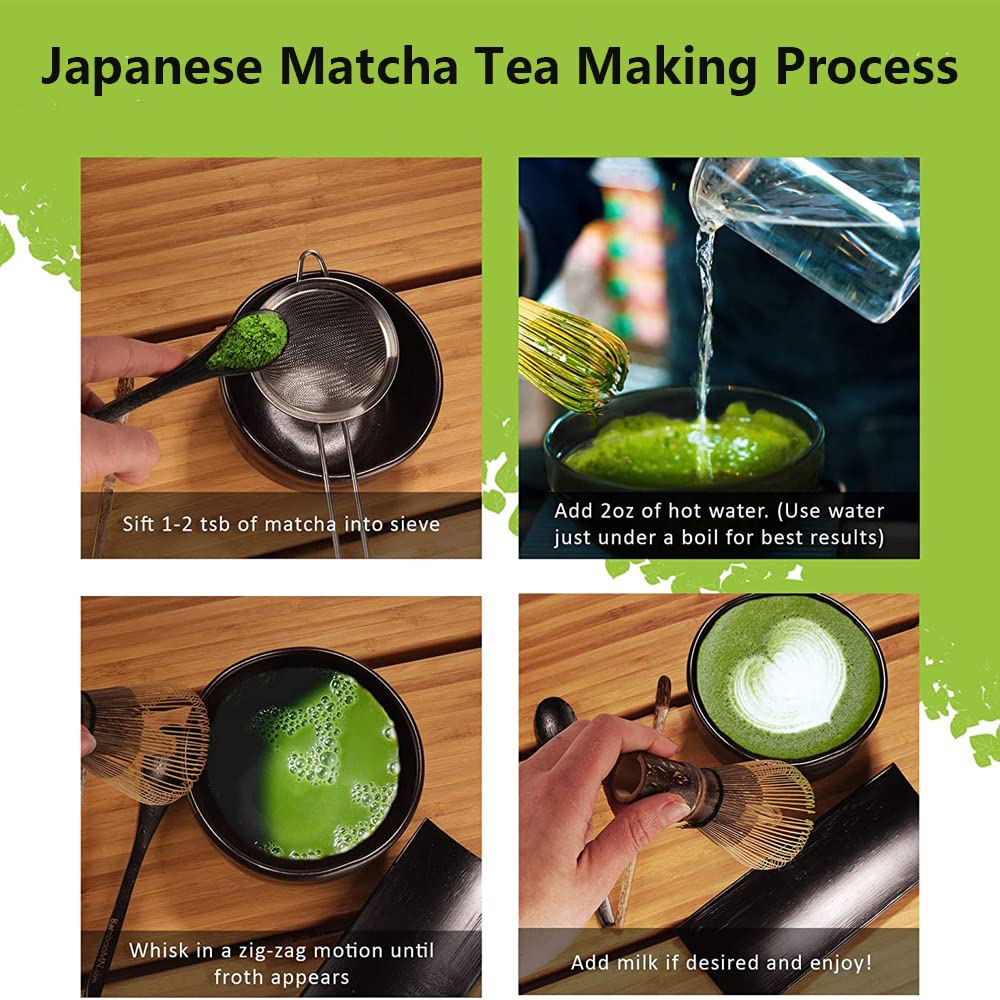 Set Cerimonia Matcha Giapponese - Ciotola, Frusta Bambù E Cucchiaio Dosatore Nero - Foto 9