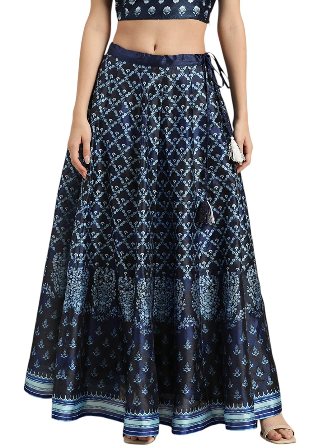 shae by sassafras Indigo Kali Floral Anarkali Skirt-picture-33