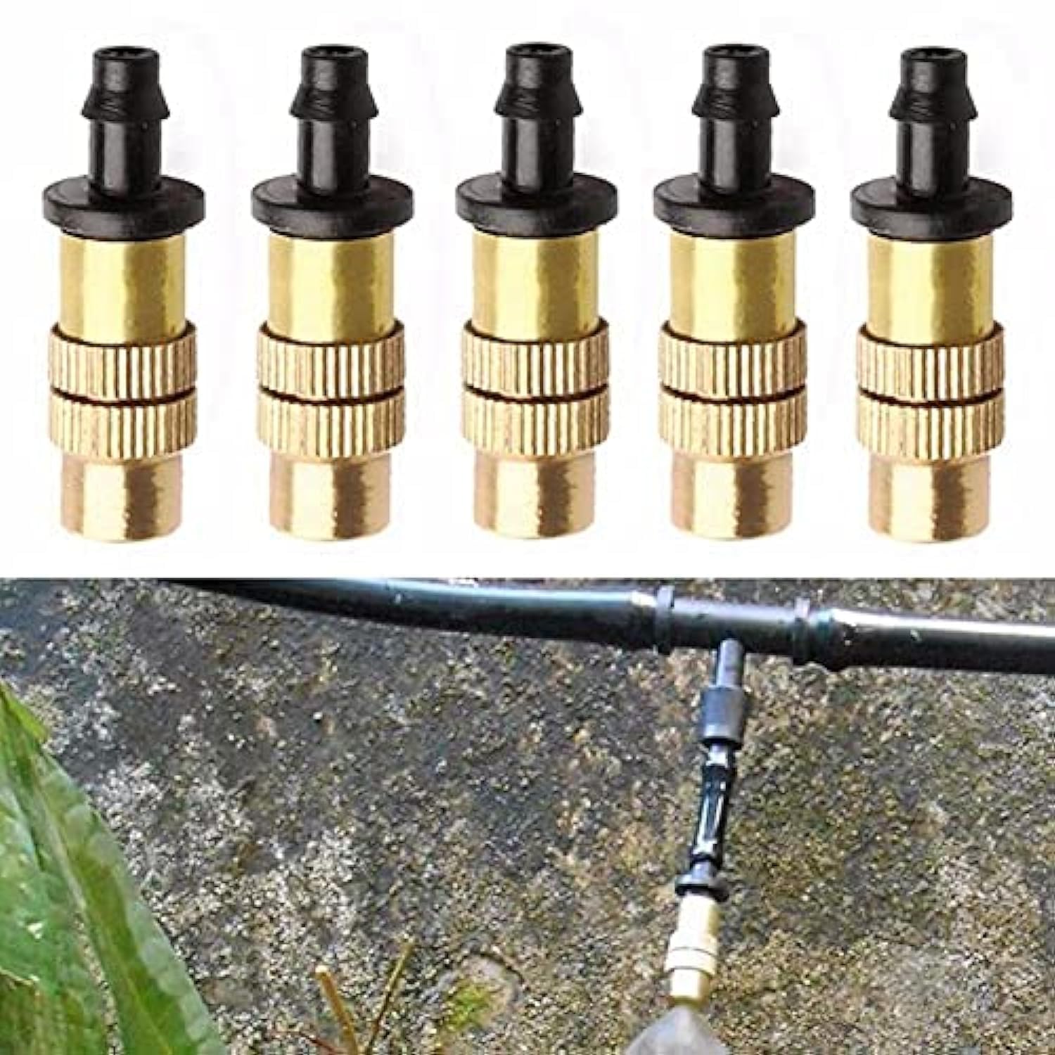 SOLDOUT5 PCS Copper Misting Fog Cooling Nozzles Atomizing Sprayers for 4/7mm Hose Garden Irrigation Agricultural Atomizing Sprinklers (Pack of 5) (Standard Nozzle)