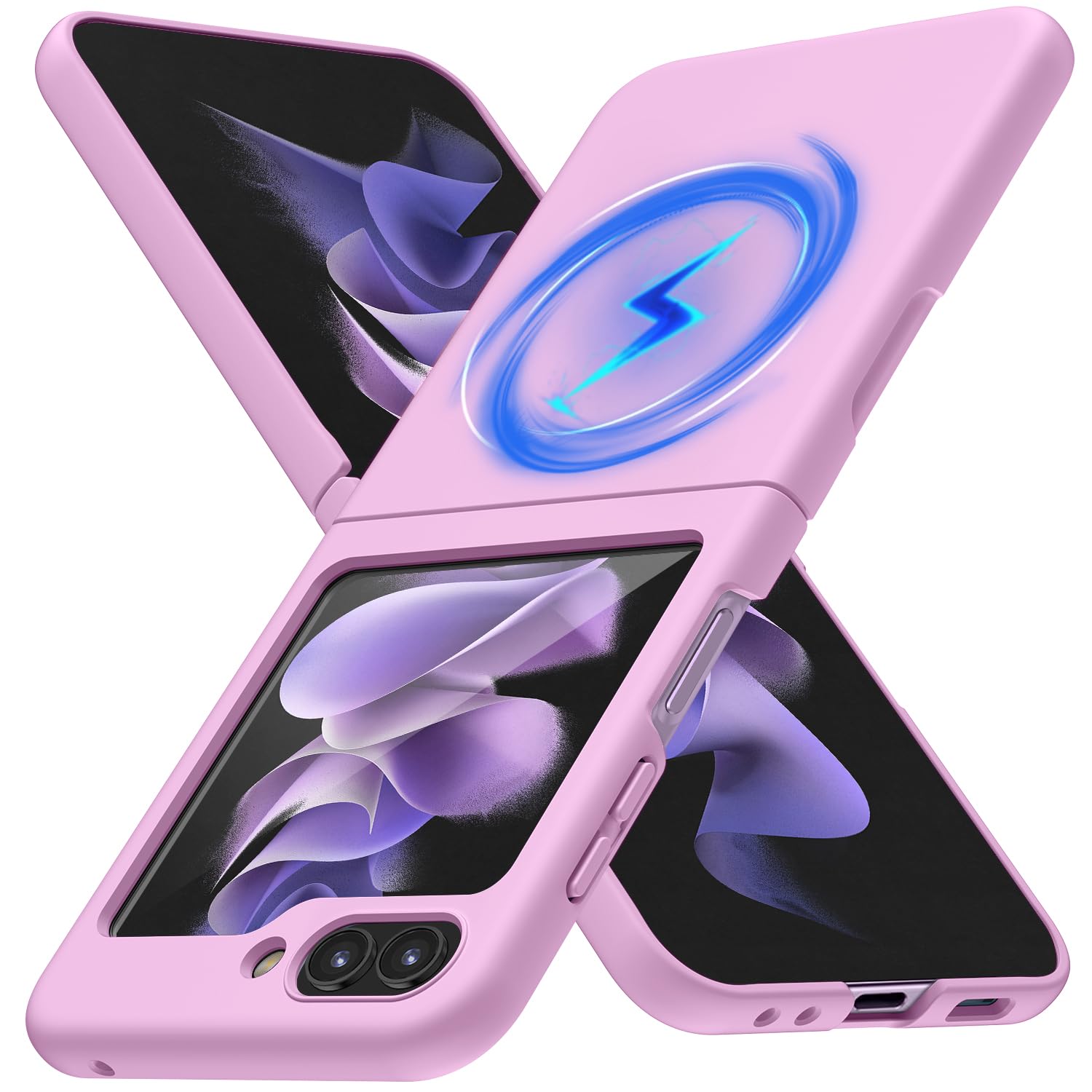 JUMIUSTNB Magnetic for Galaxy Z Flip 6 Case, Compatible with Wireless Charging, Slim Anti-Yellow Matte Hard PC Protective Shockproof Cute Case for