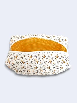 Makeup Bag | Makeup Bag | Quilted Care Travel Cosmetic Bag (White-Yellow)